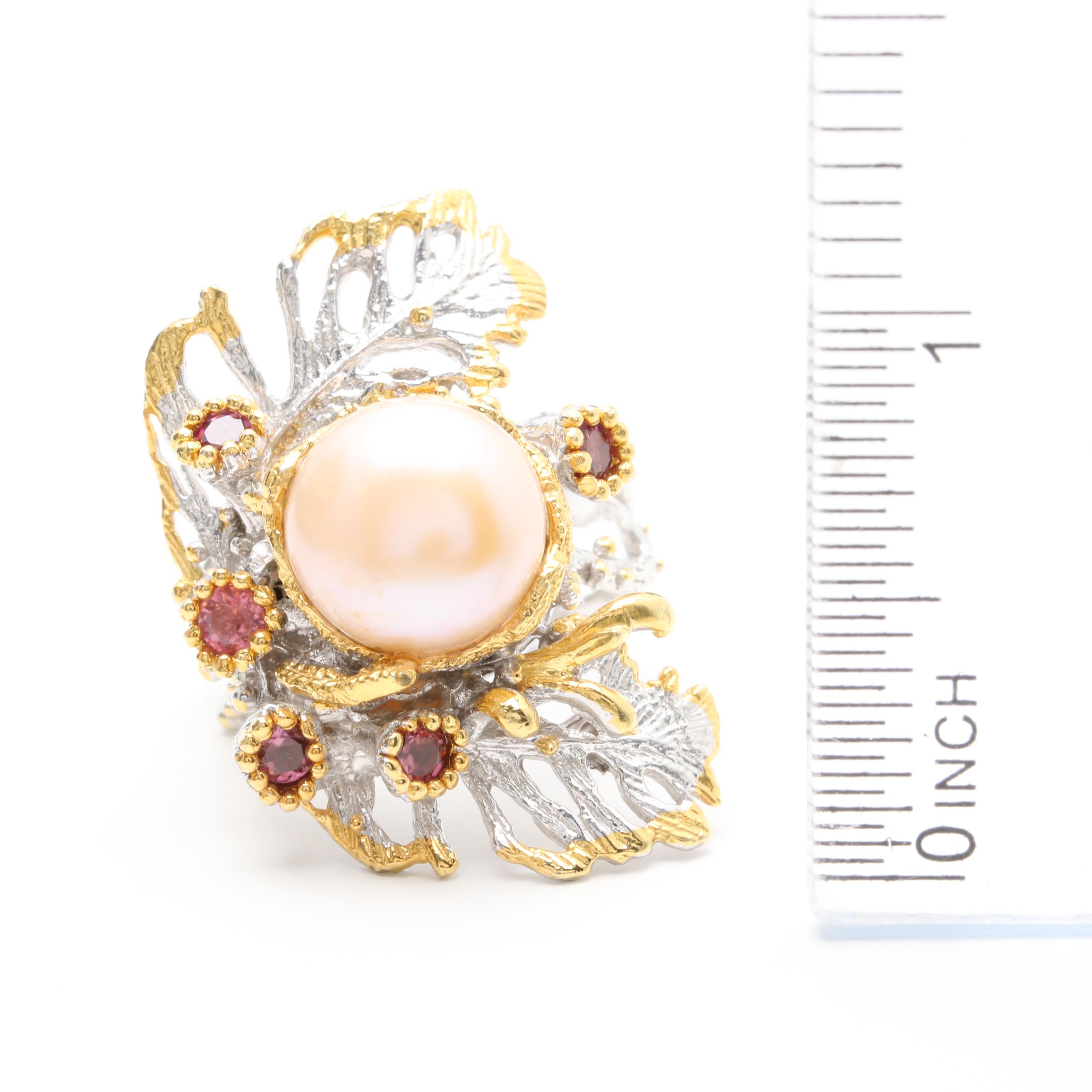 Sterling Silver Cultured Pearl Ring Selection with Tourmaline and Tanzanite