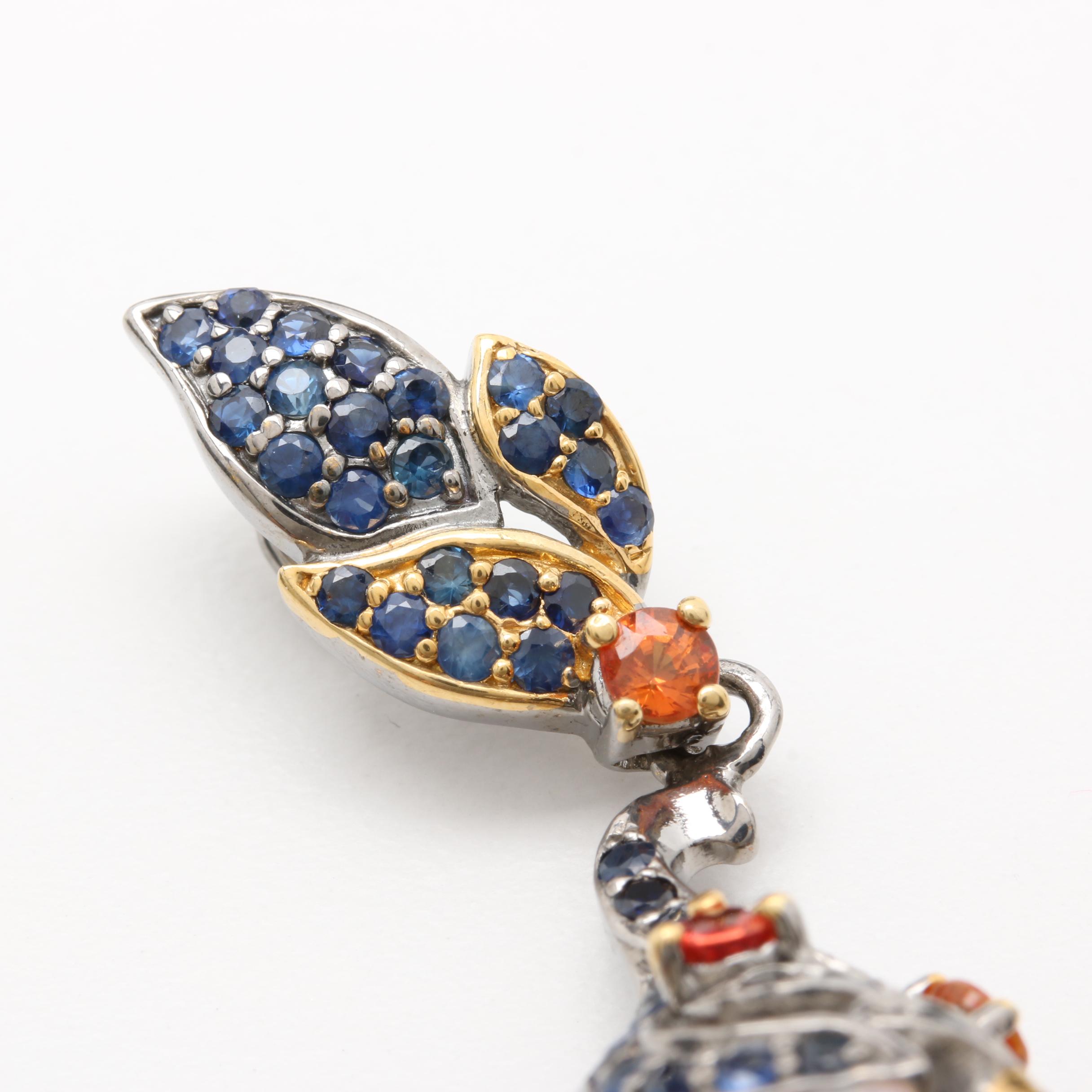 Sterling Silver Cultured Pearl and Multi Colored Sapphire Pendant