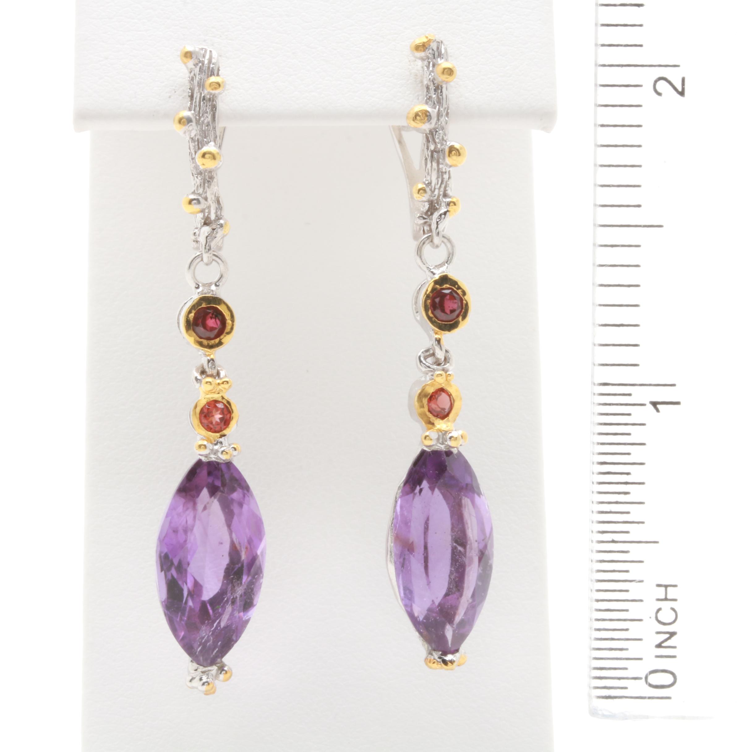 Sterling Silver Amethyst and Gemstone Demi Parure