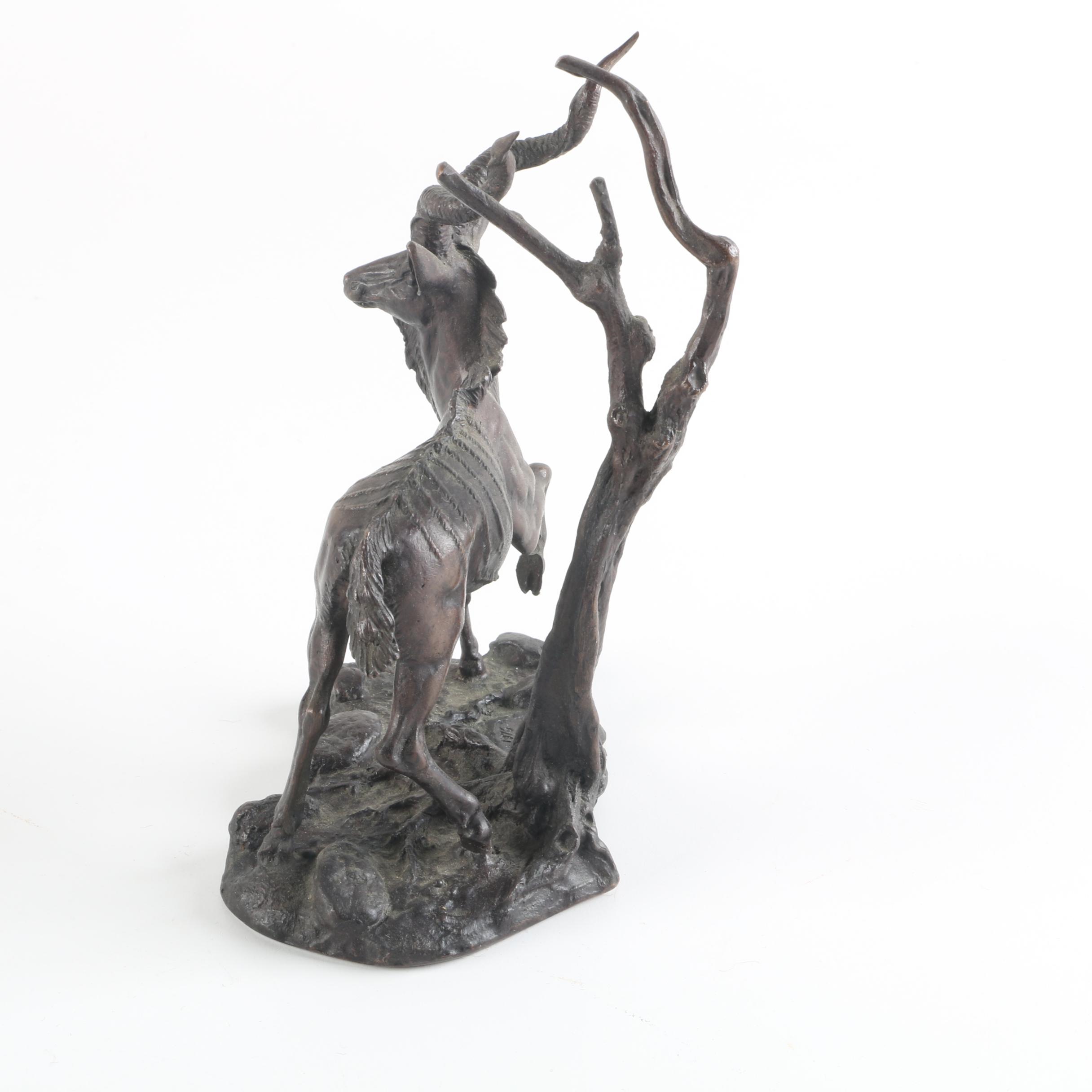 Franklin Mint Bronze Figurines of Greater Kudu and Cheetah