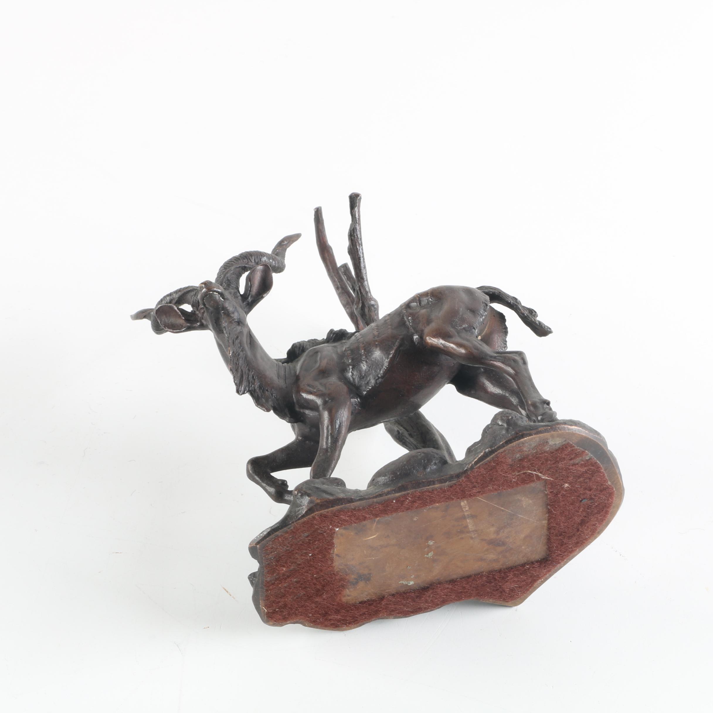 Franklin Mint Bronze Figurines of Greater Kudu and Cheetah