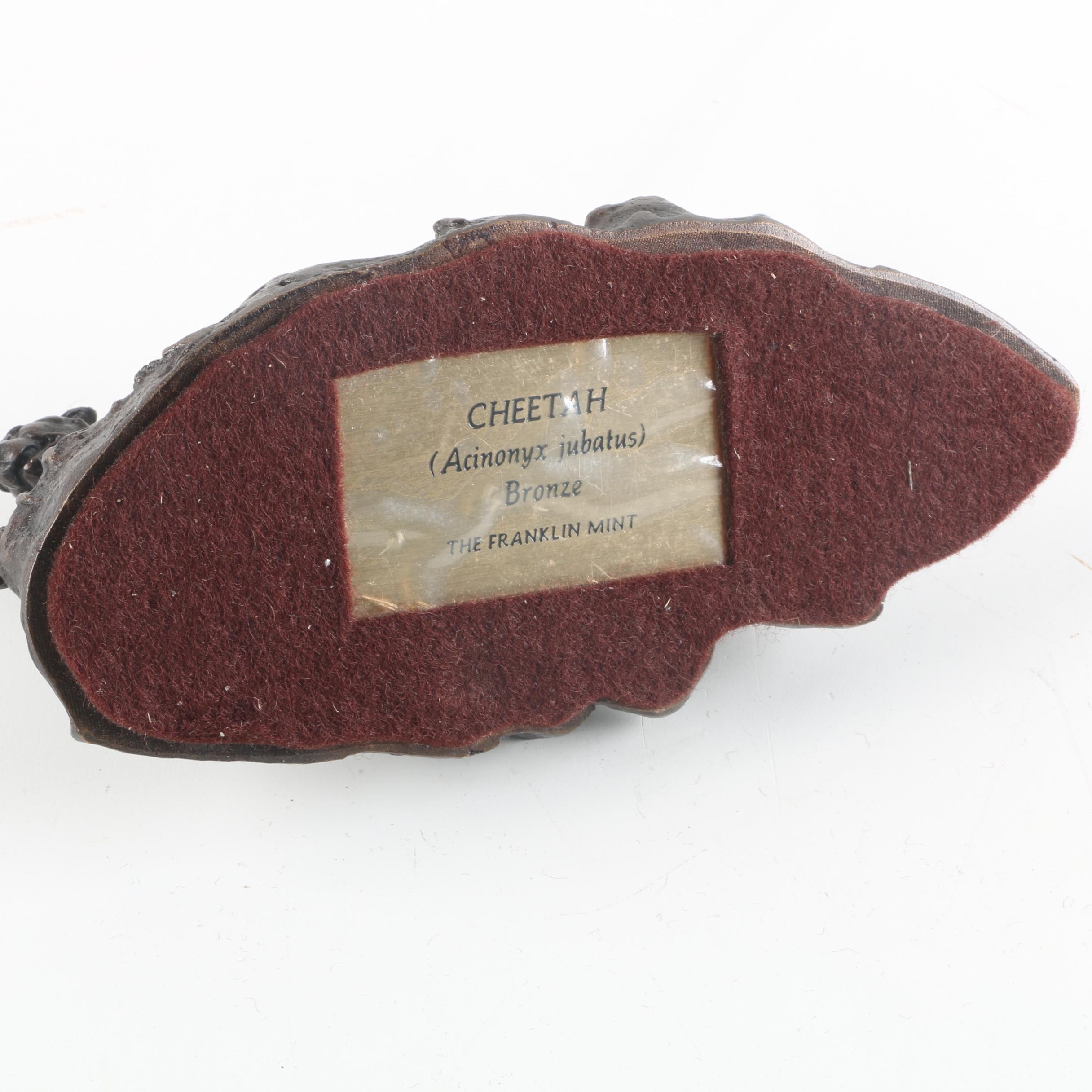 Franklin Mint Bronze Figurines of Greater Kudu and Cheetah