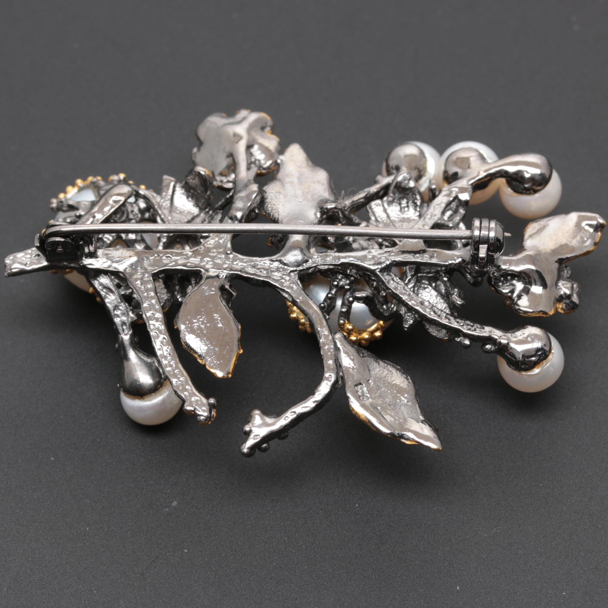 Sterling Silver Cultured Pearl, Rhodolite Garnet and Sapphire Jewelry