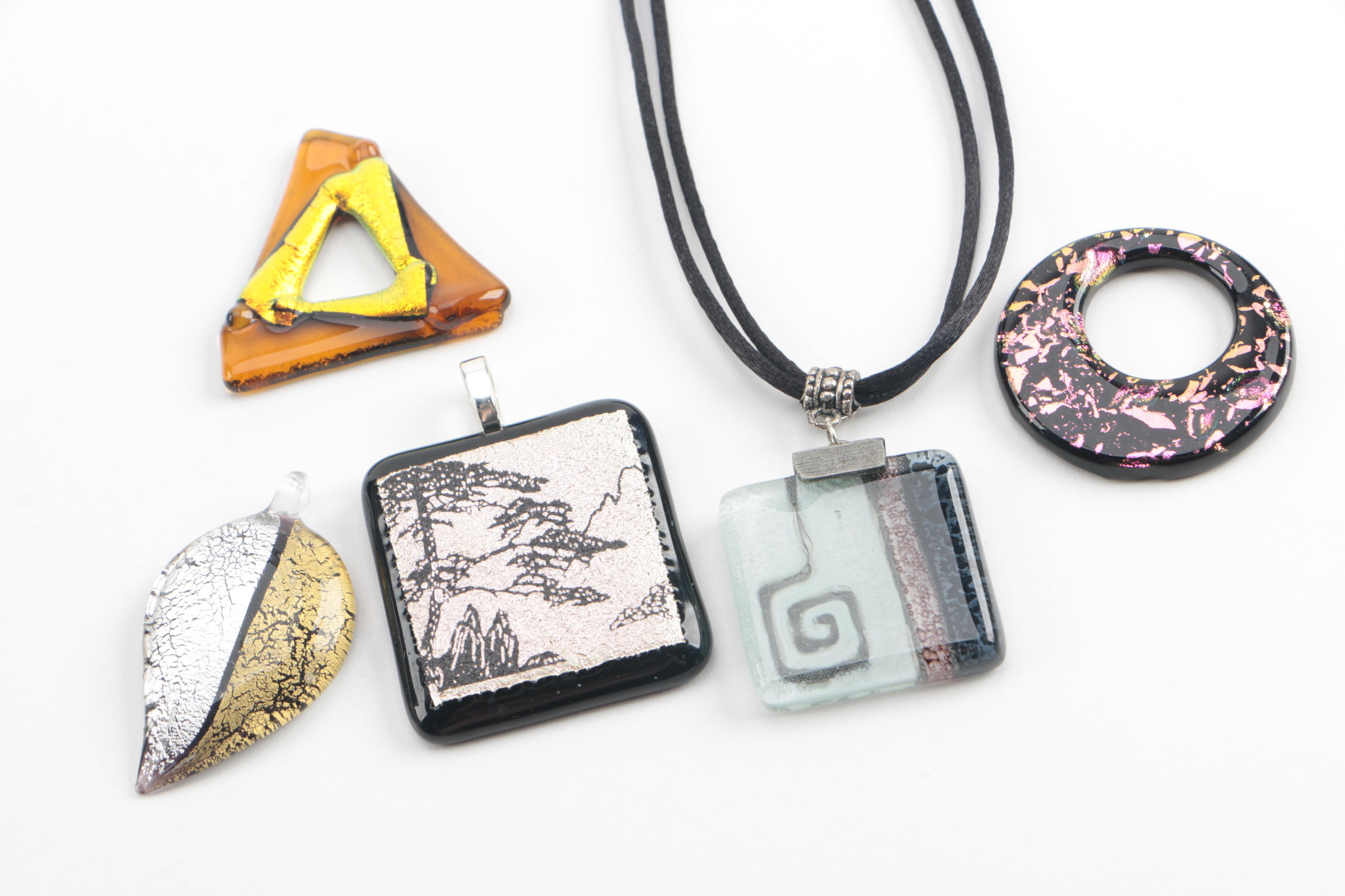 Gold Tone Foilback and Dichroic Glass Jewelry Assortment