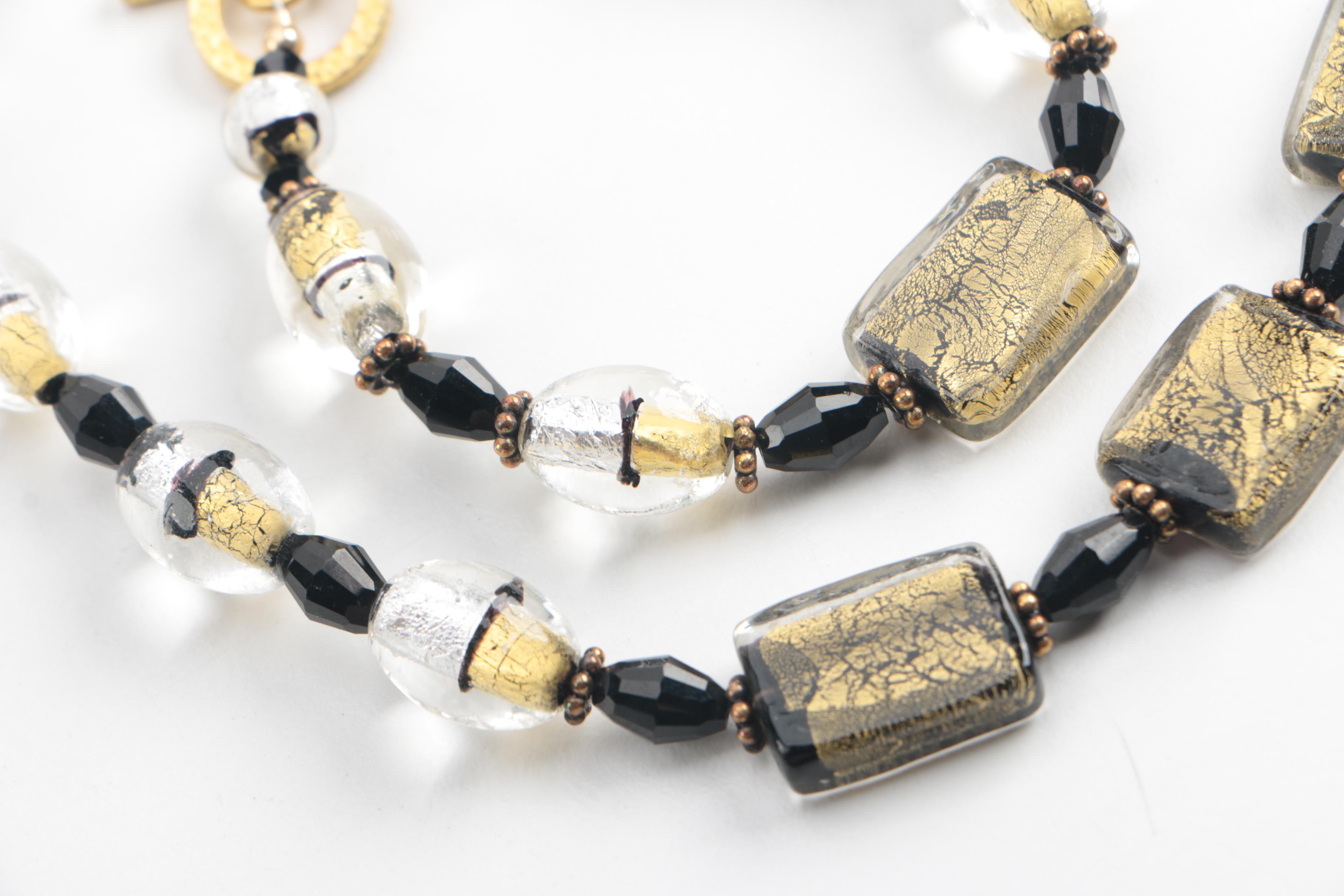 Gold Tone Foilback and Dichroic Glass Jewelry Assortment