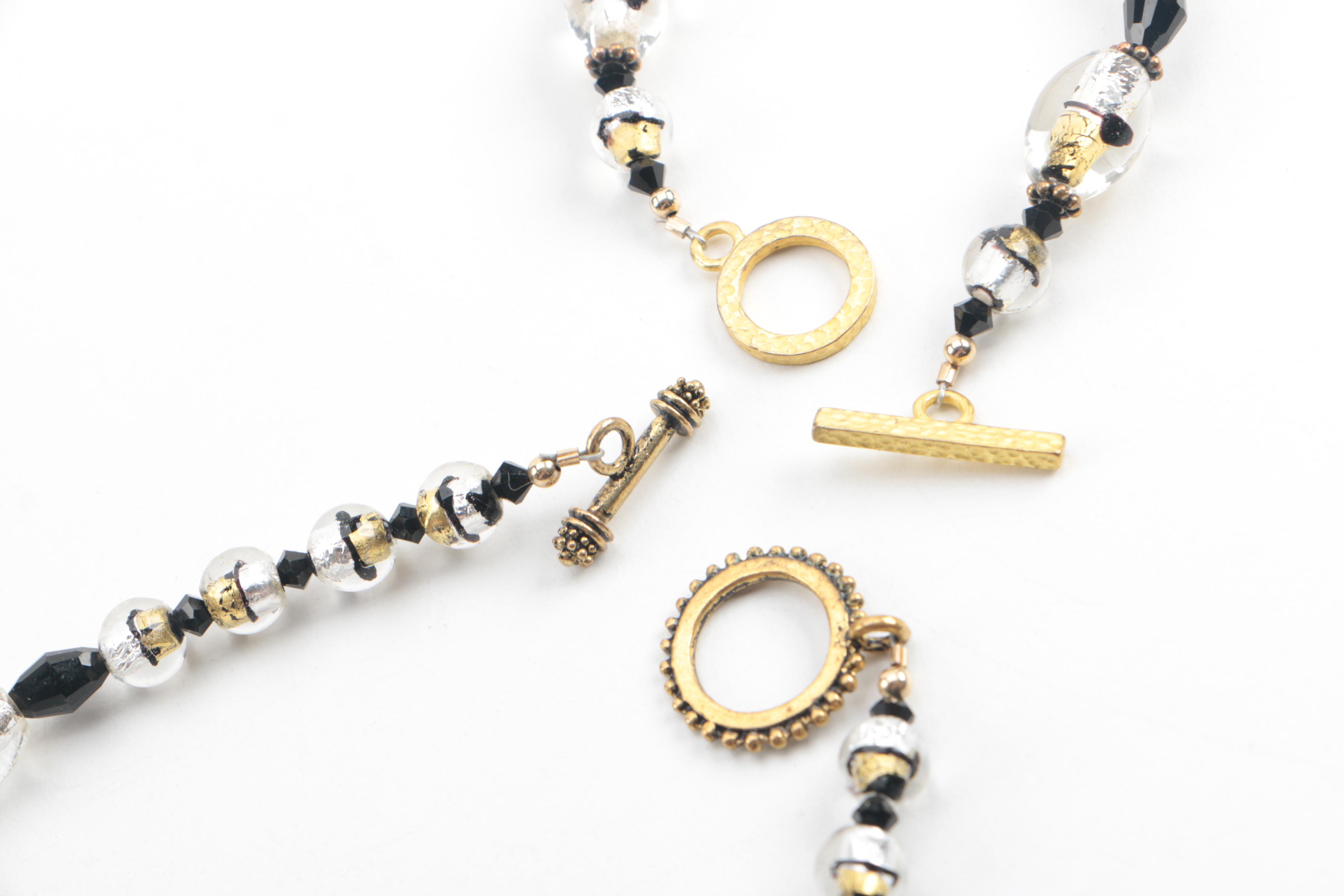 Gold Tone Foilback and Dichroic Glass Jewelry Assortment