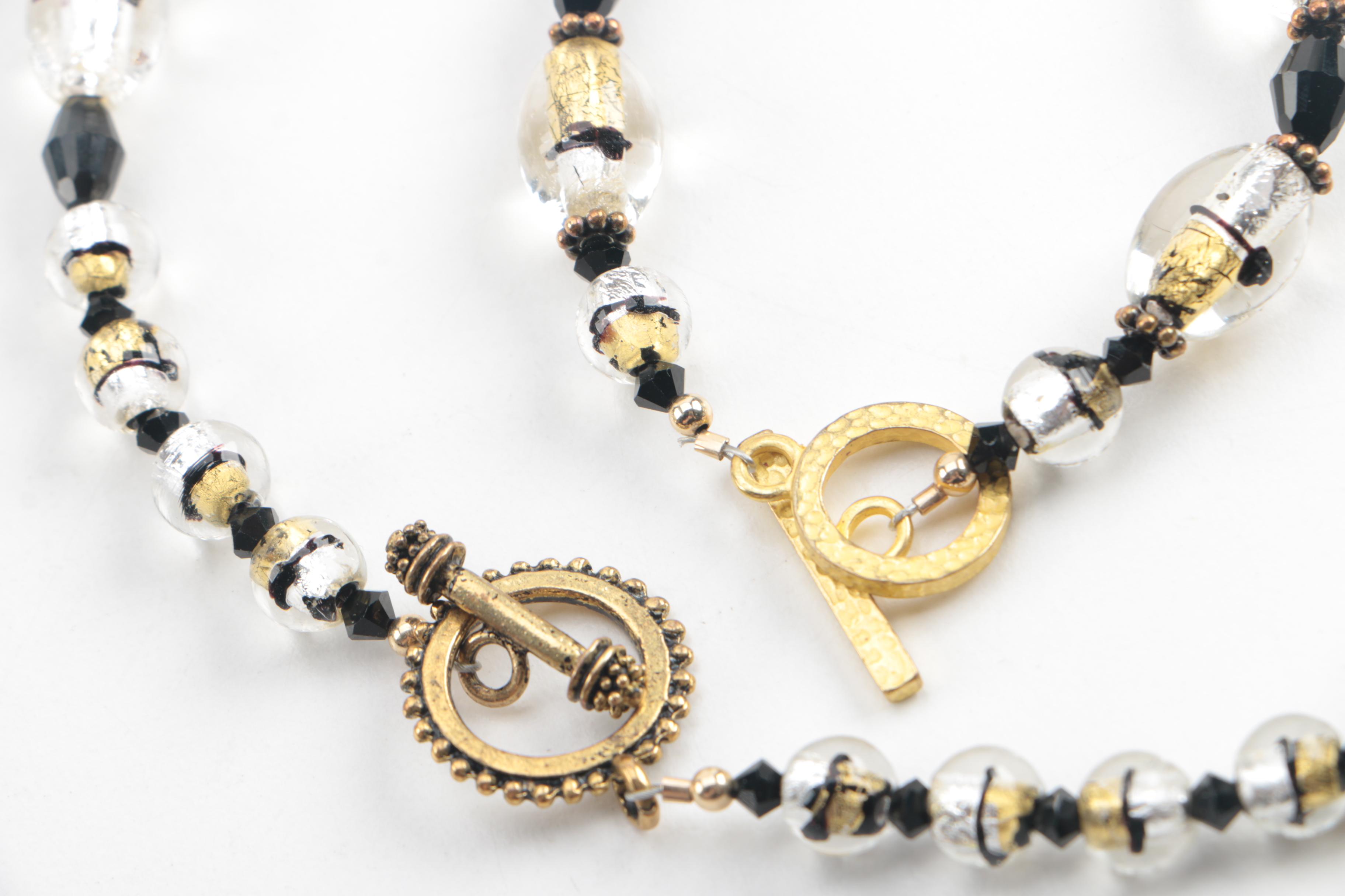 Gold Tone Foilback and Dichroic Glass Jewelry Assortment