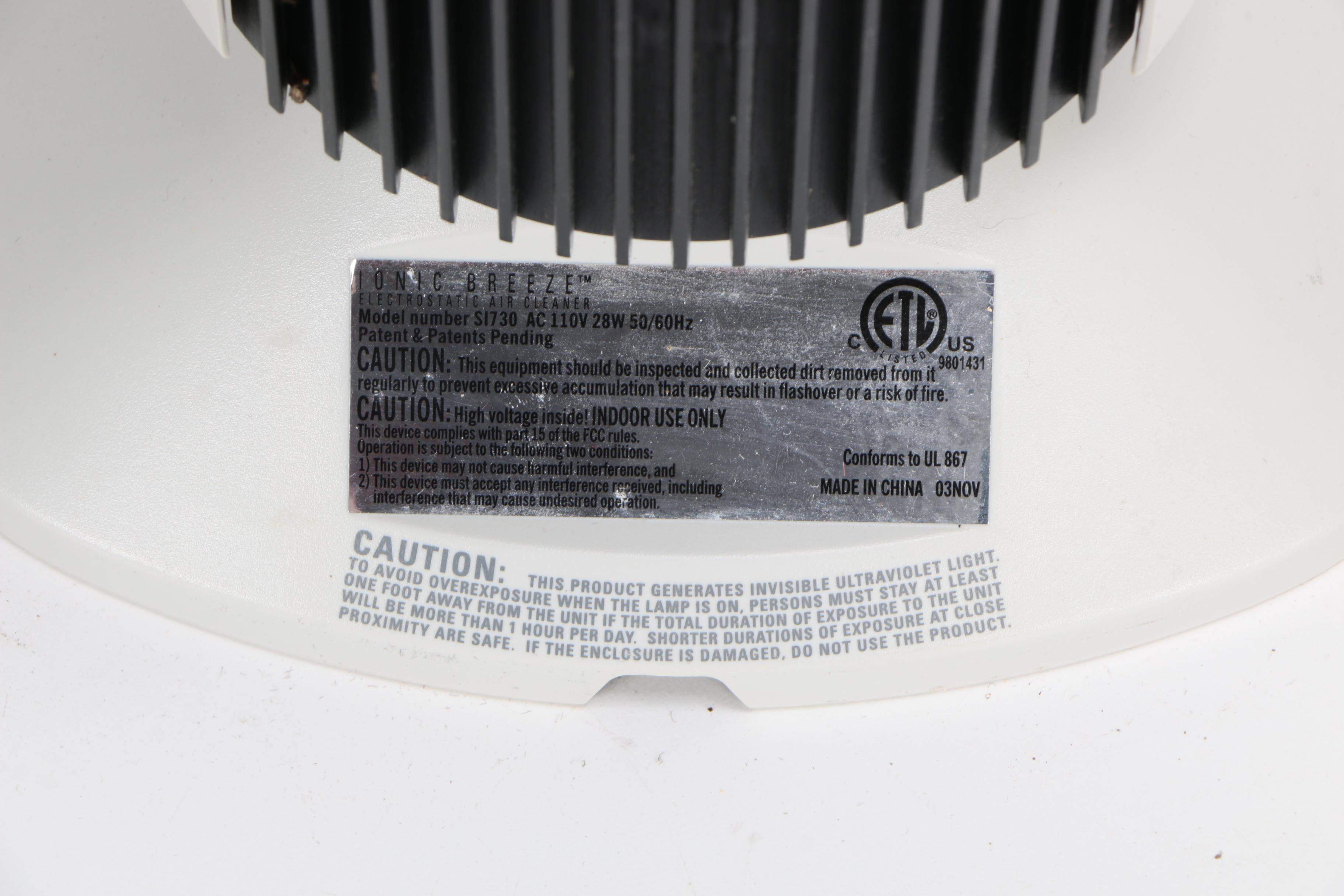 Sharper Image "Ionic Breeze" Air Purifiers