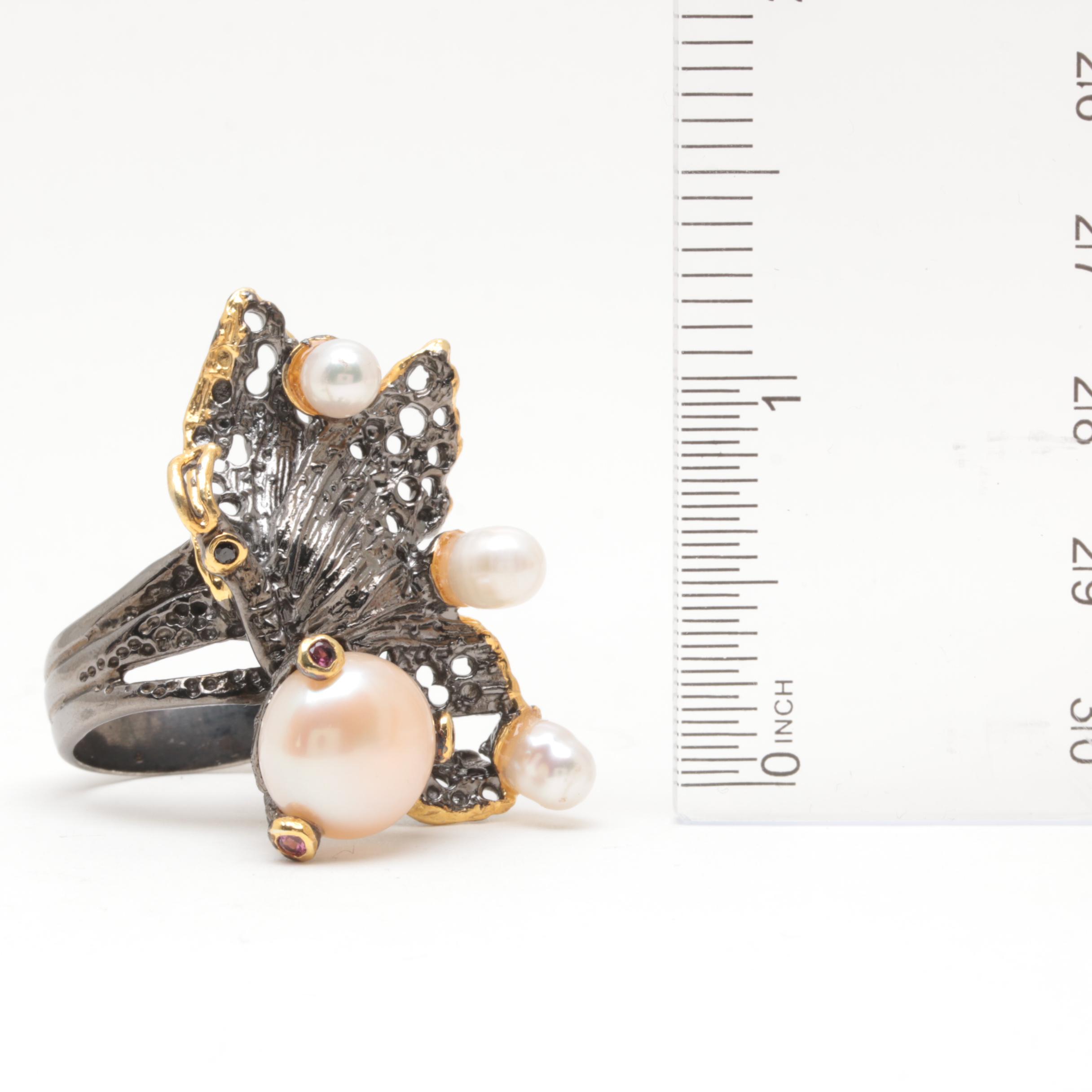 Sterling Silver Cultured Pearl, Rhodolite Garnet and Peridot Jewelry