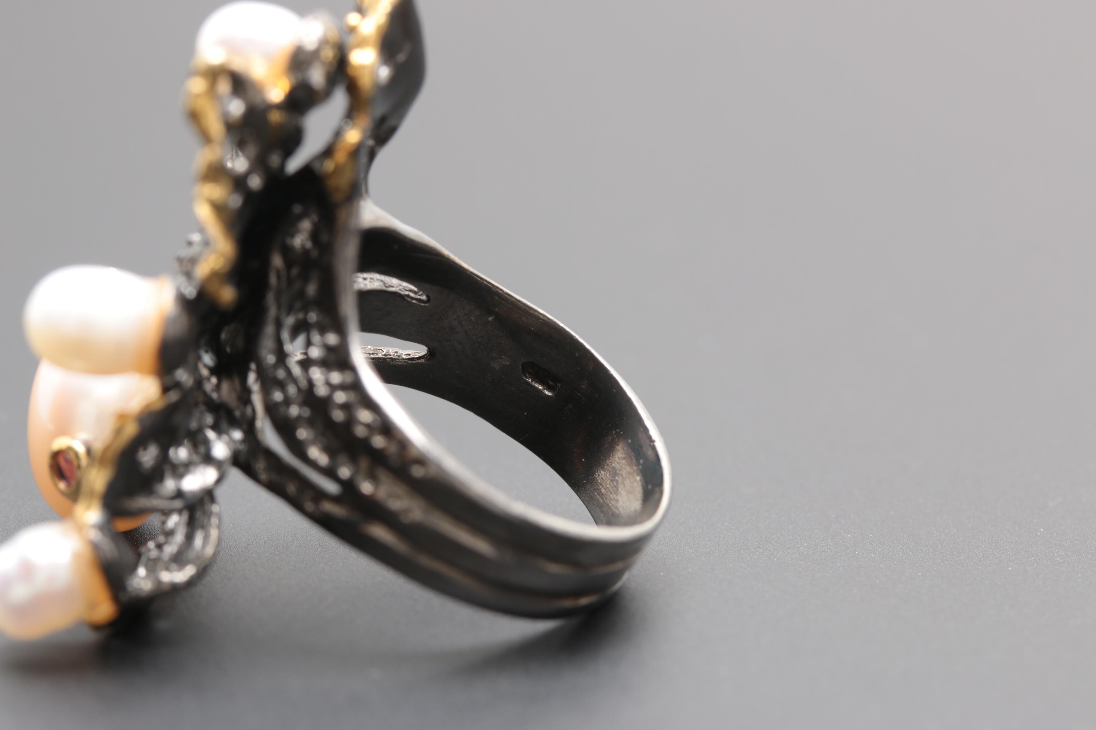 Sterling Silver Cultured Pearl, Rhodolite Garnet and Peridot Jewelry