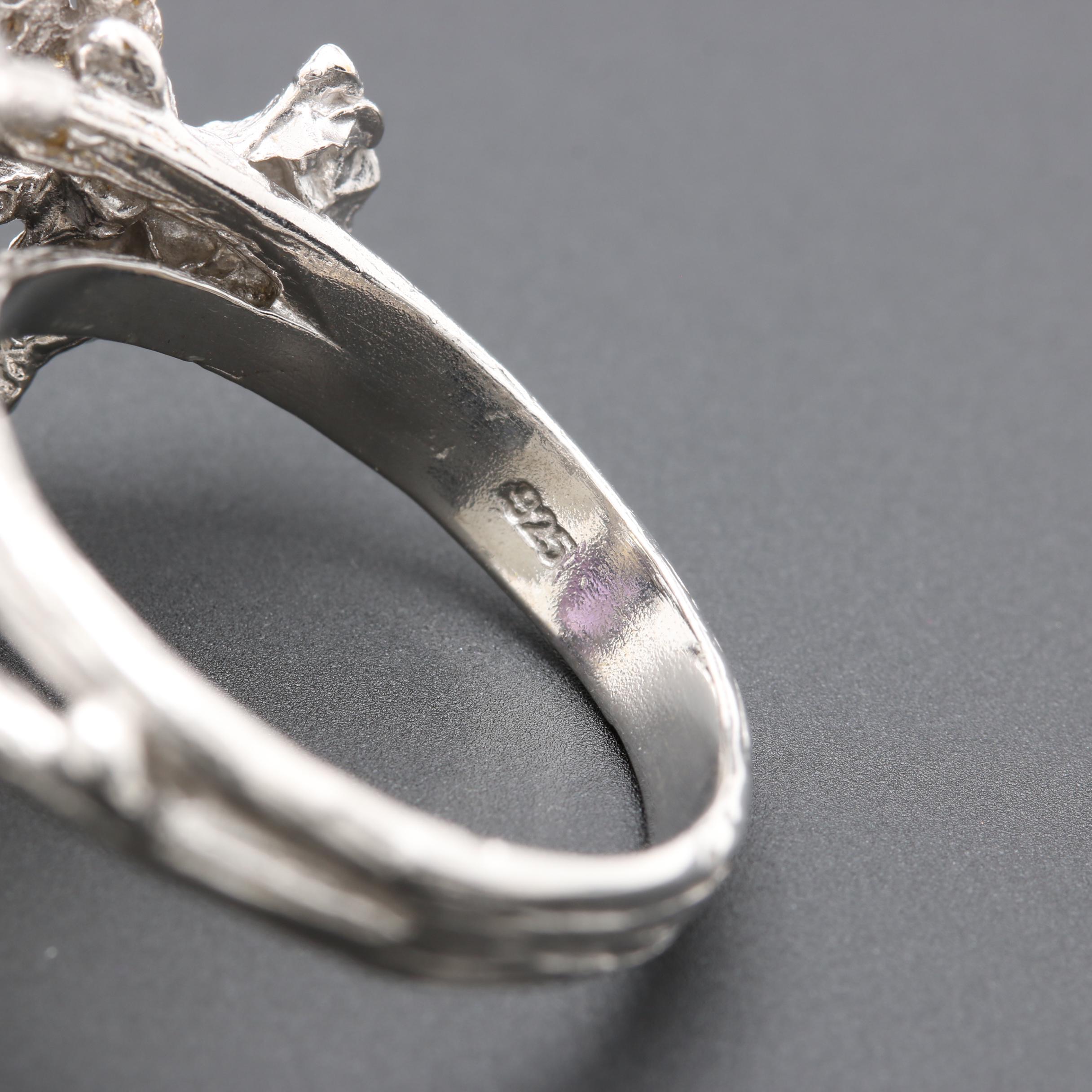 Sterling Silver Gemstone Demi-Parure Including Amethyst with Gold Wash Accents