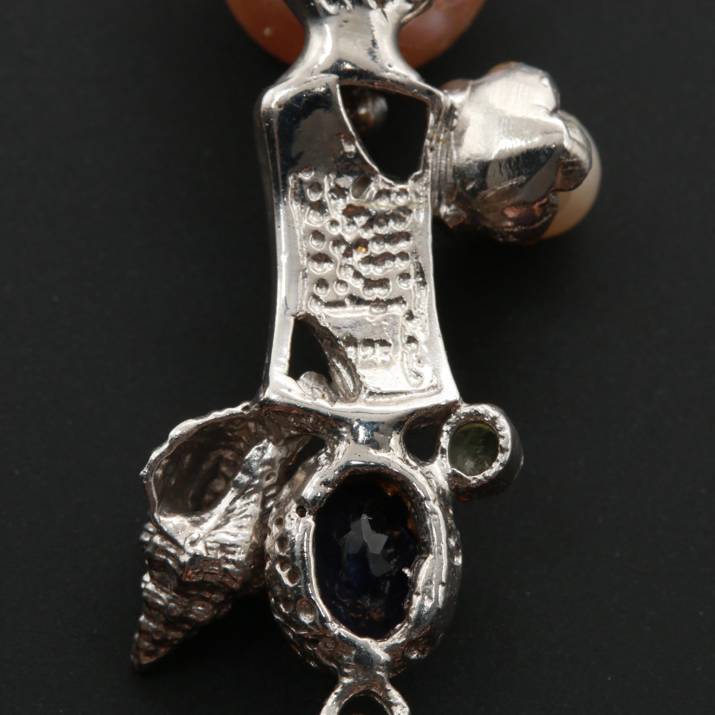 Sterling Silver Cultured Pearl and Gemstone Earrings