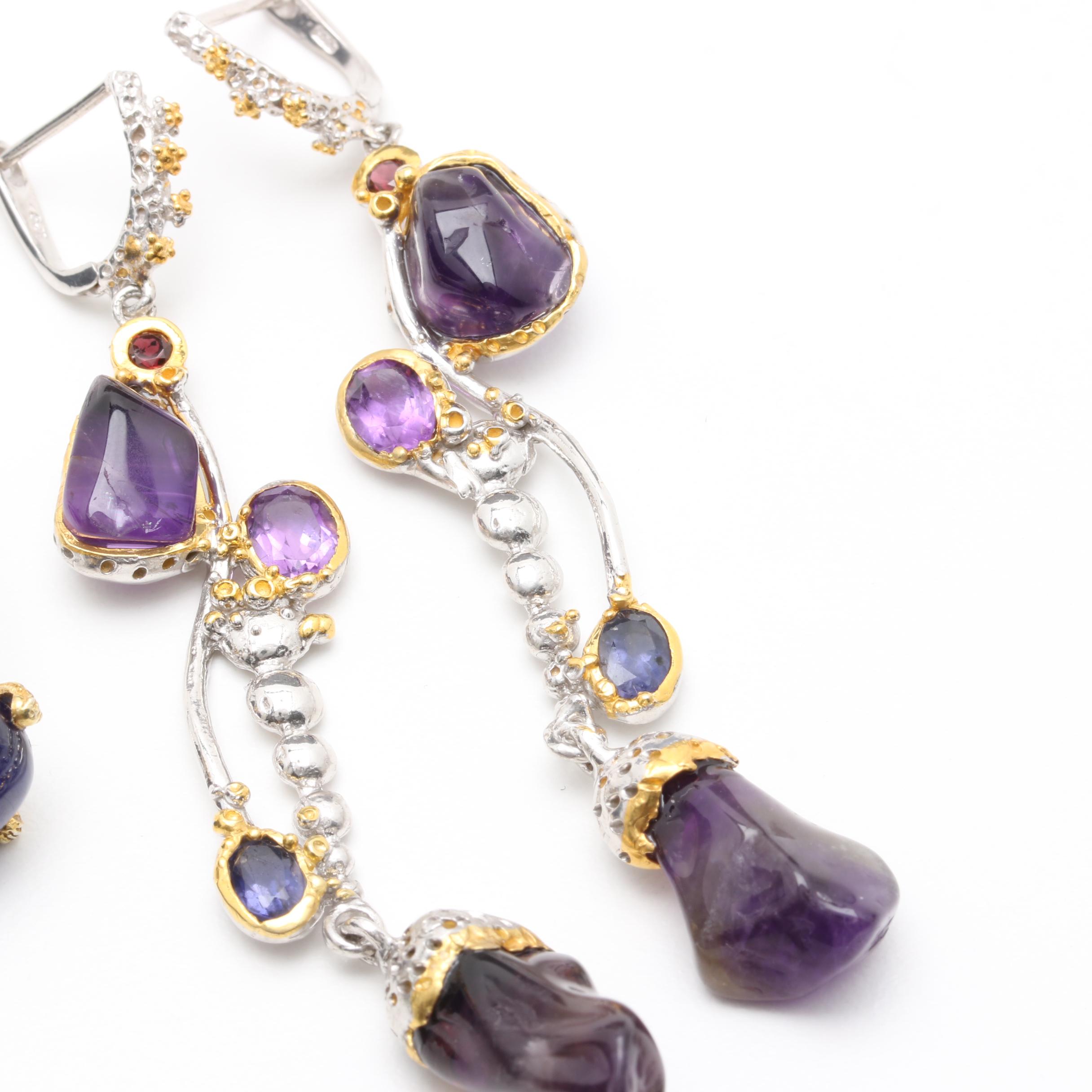 Sterling Silver Jewelry Selection Including Filled Corundum and Gold Wash