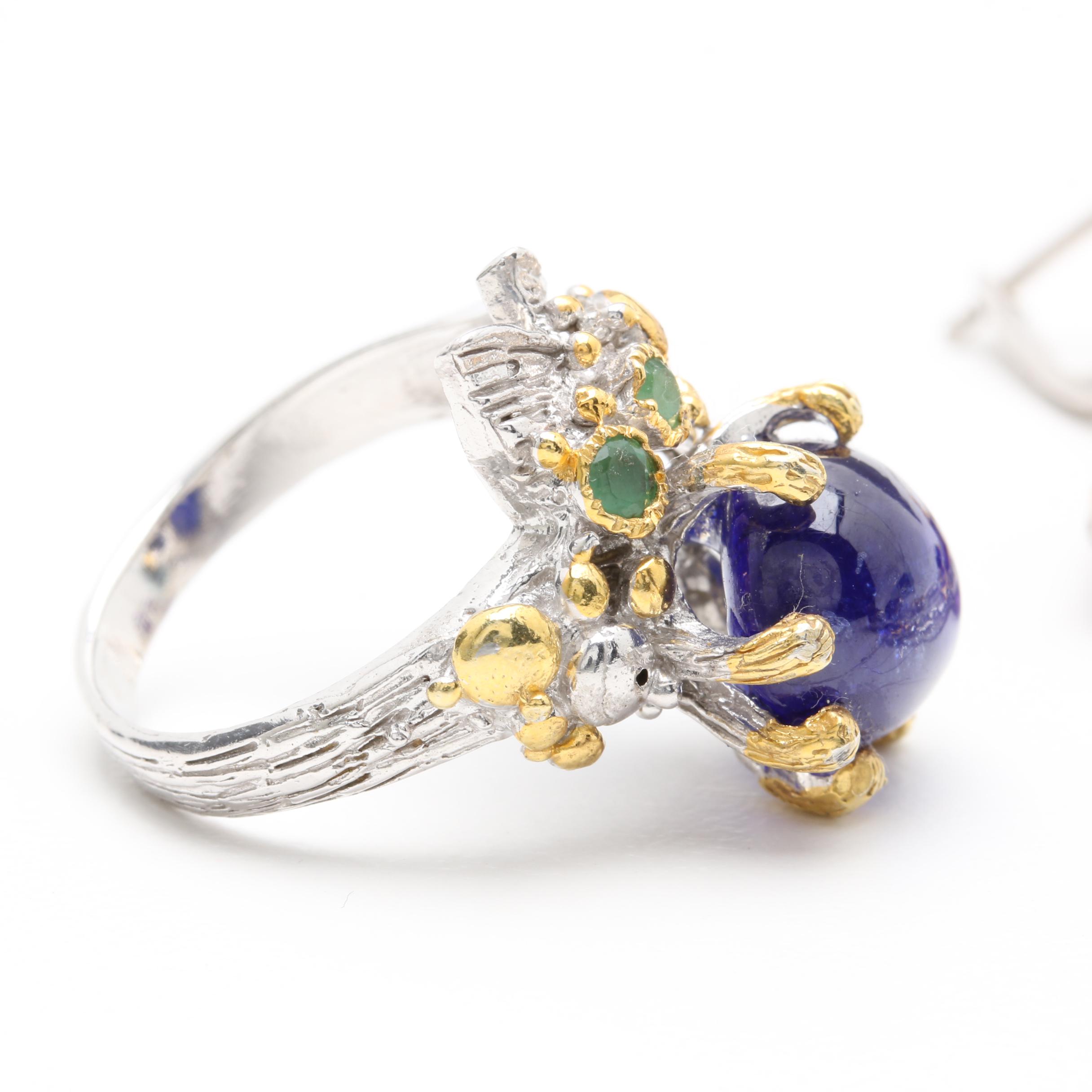 Sterling Silver Jewelry Selection Including Filled Corundum and Gold Wash