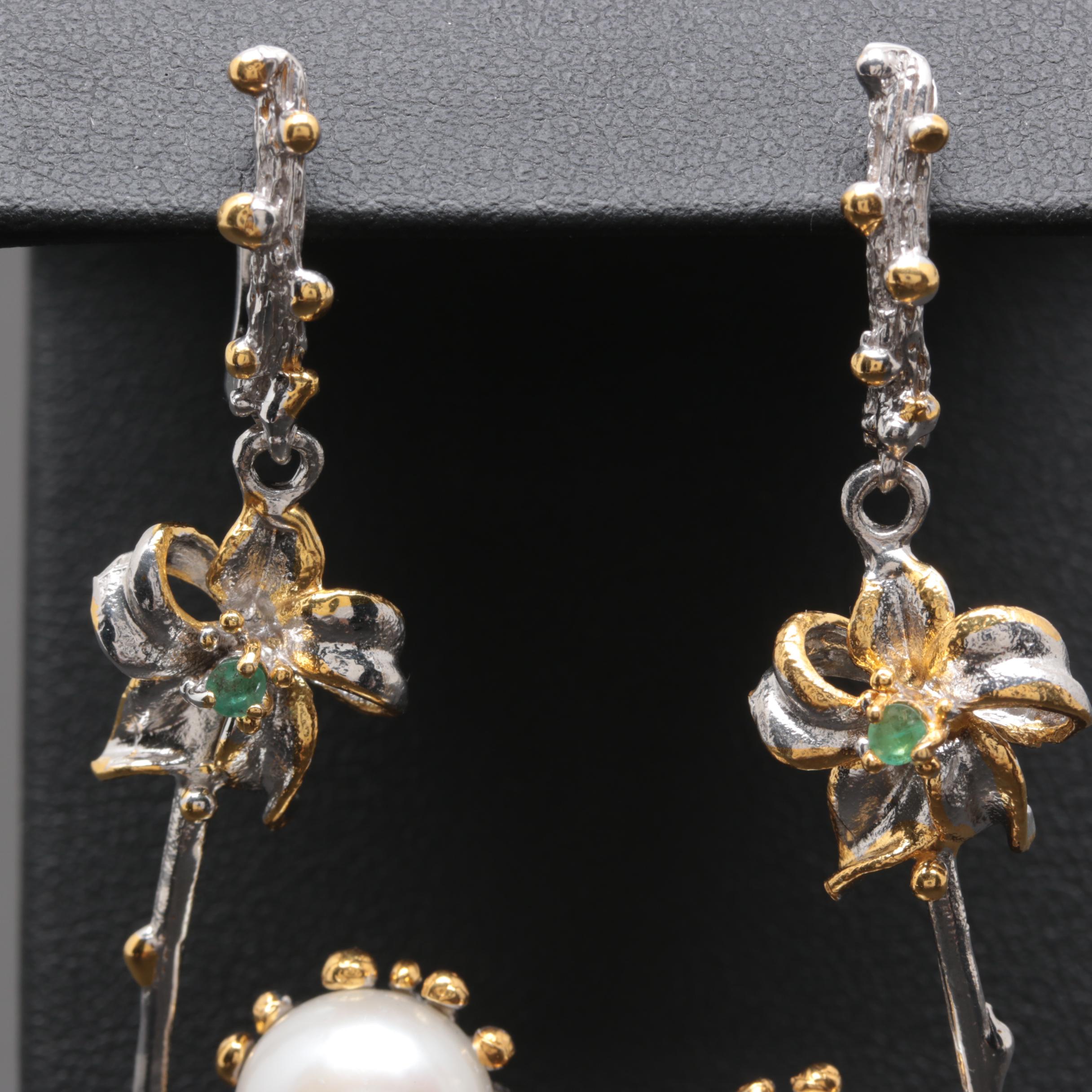 Sterling Silver Cultured Pearl Ring and Earrings