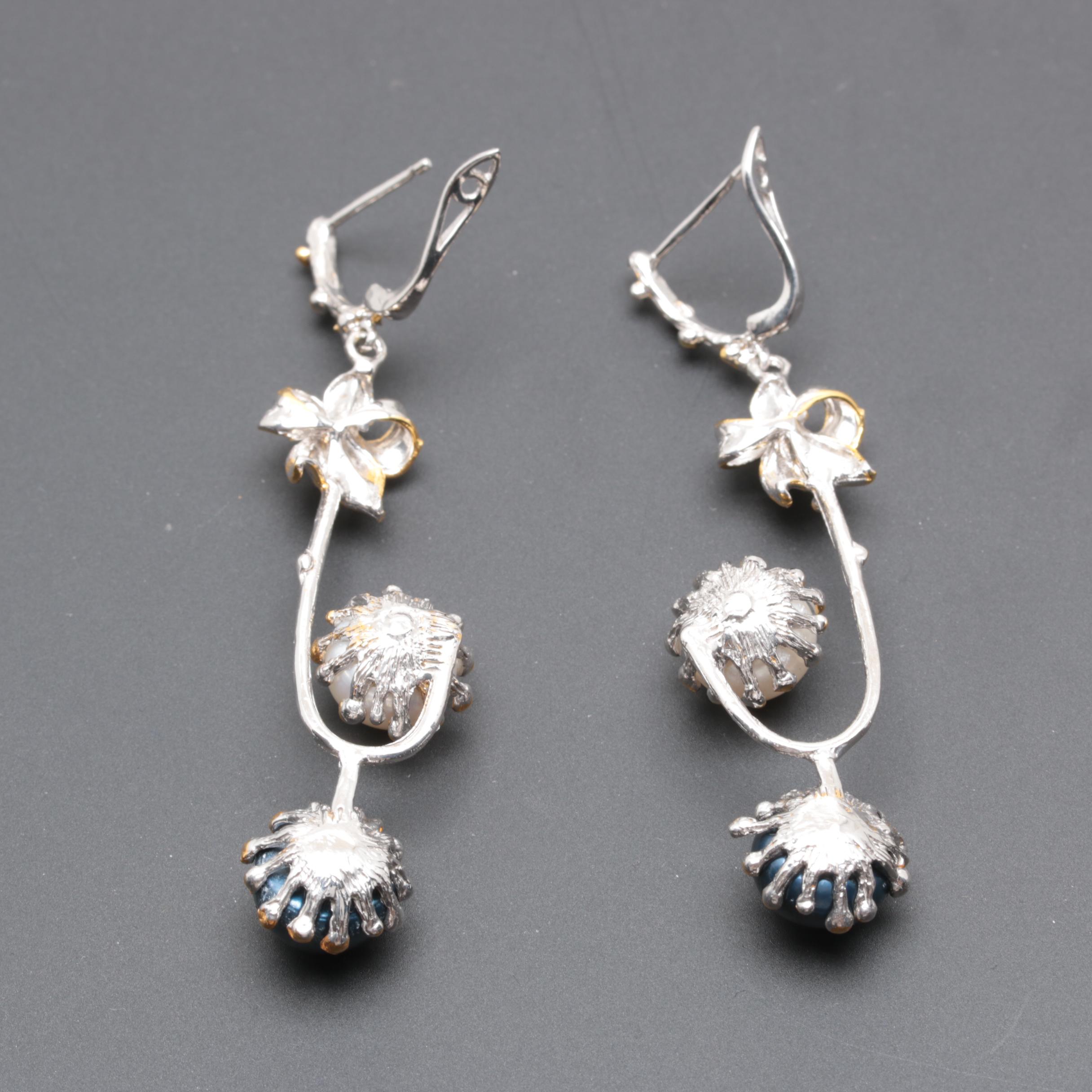 Sterling Silver Cultured Pearl Ring and Earrings