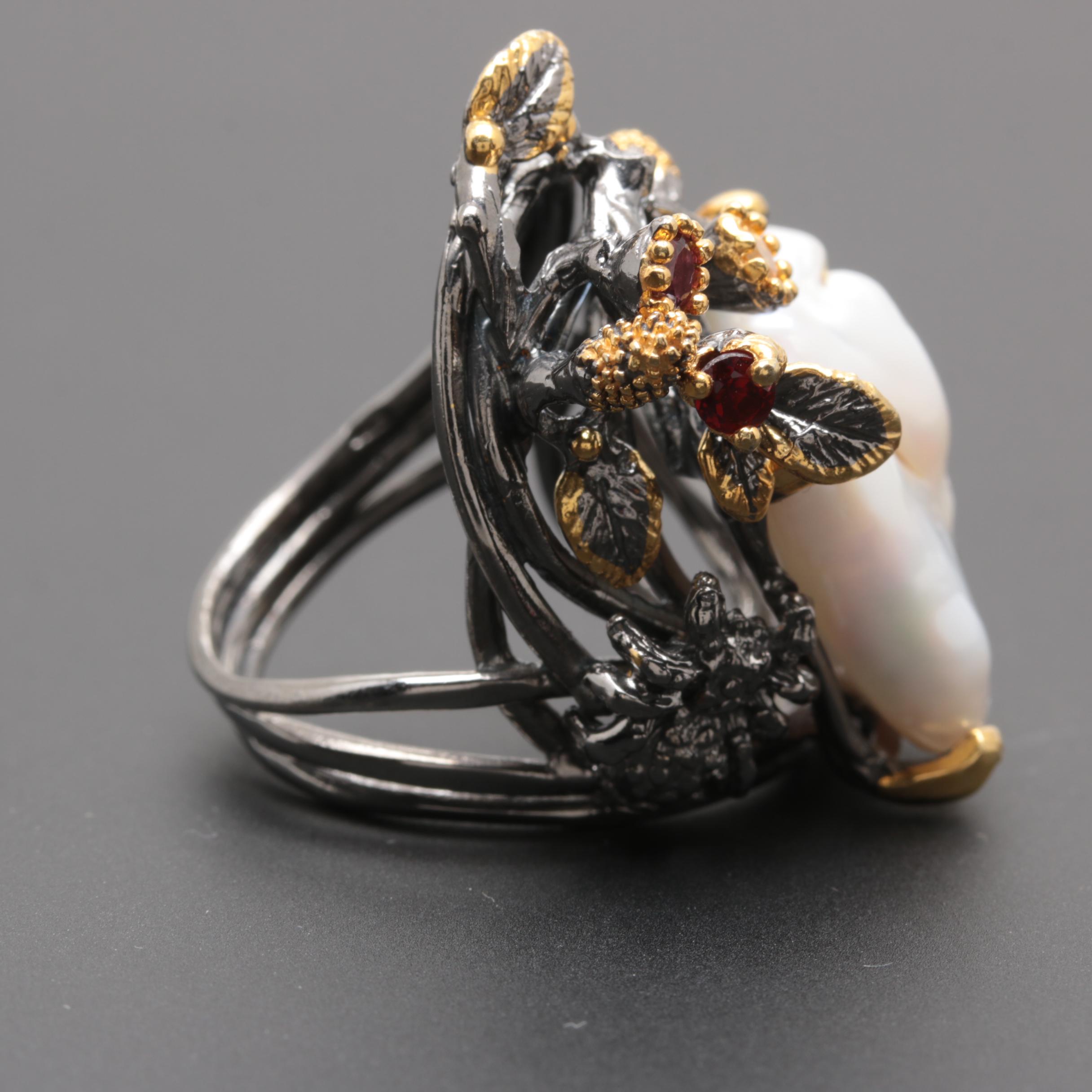 Sterling Silver Cultured Pearl Ring and Earrings