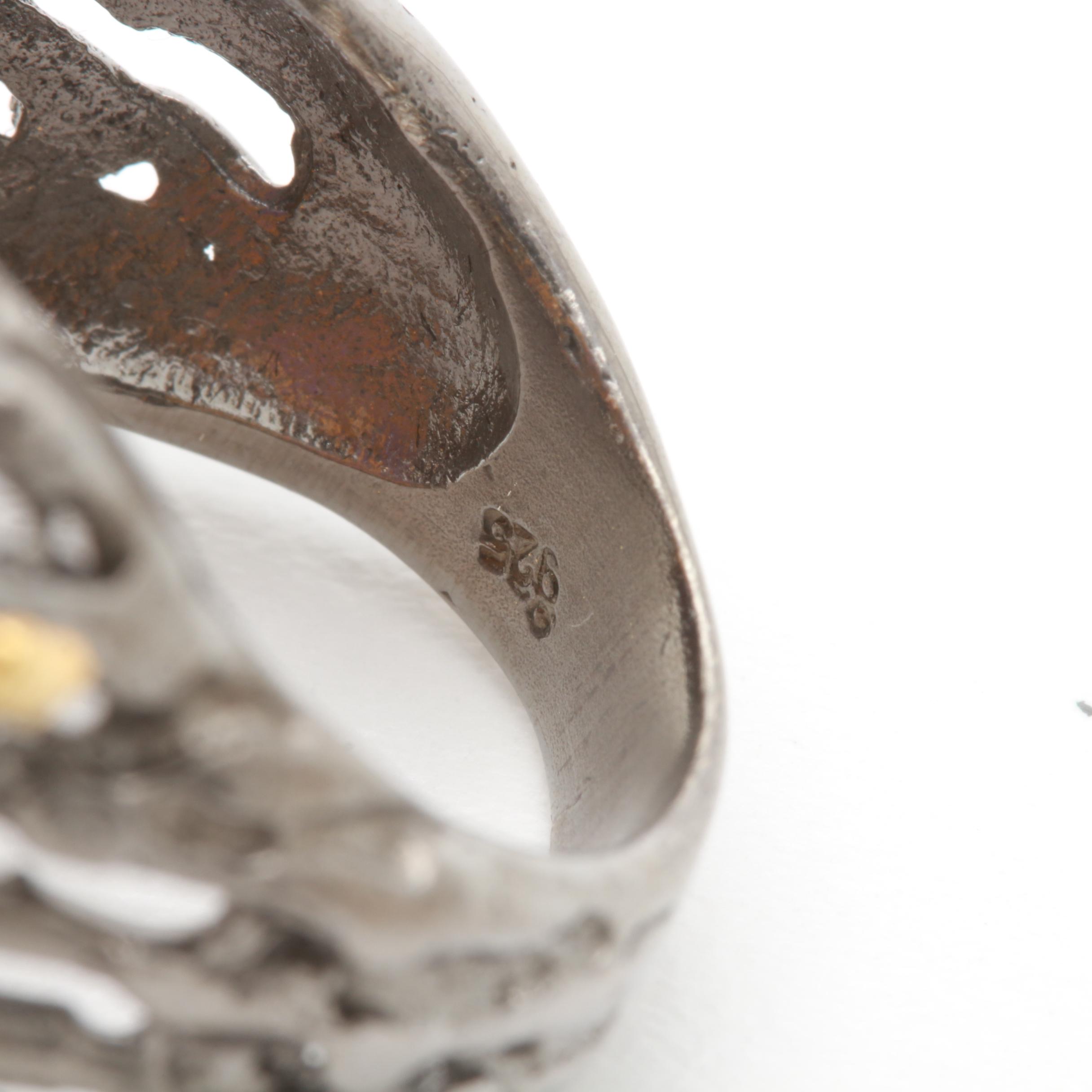 Sterling Silver Amethyst Ring and Pendant with Sapphire Accents