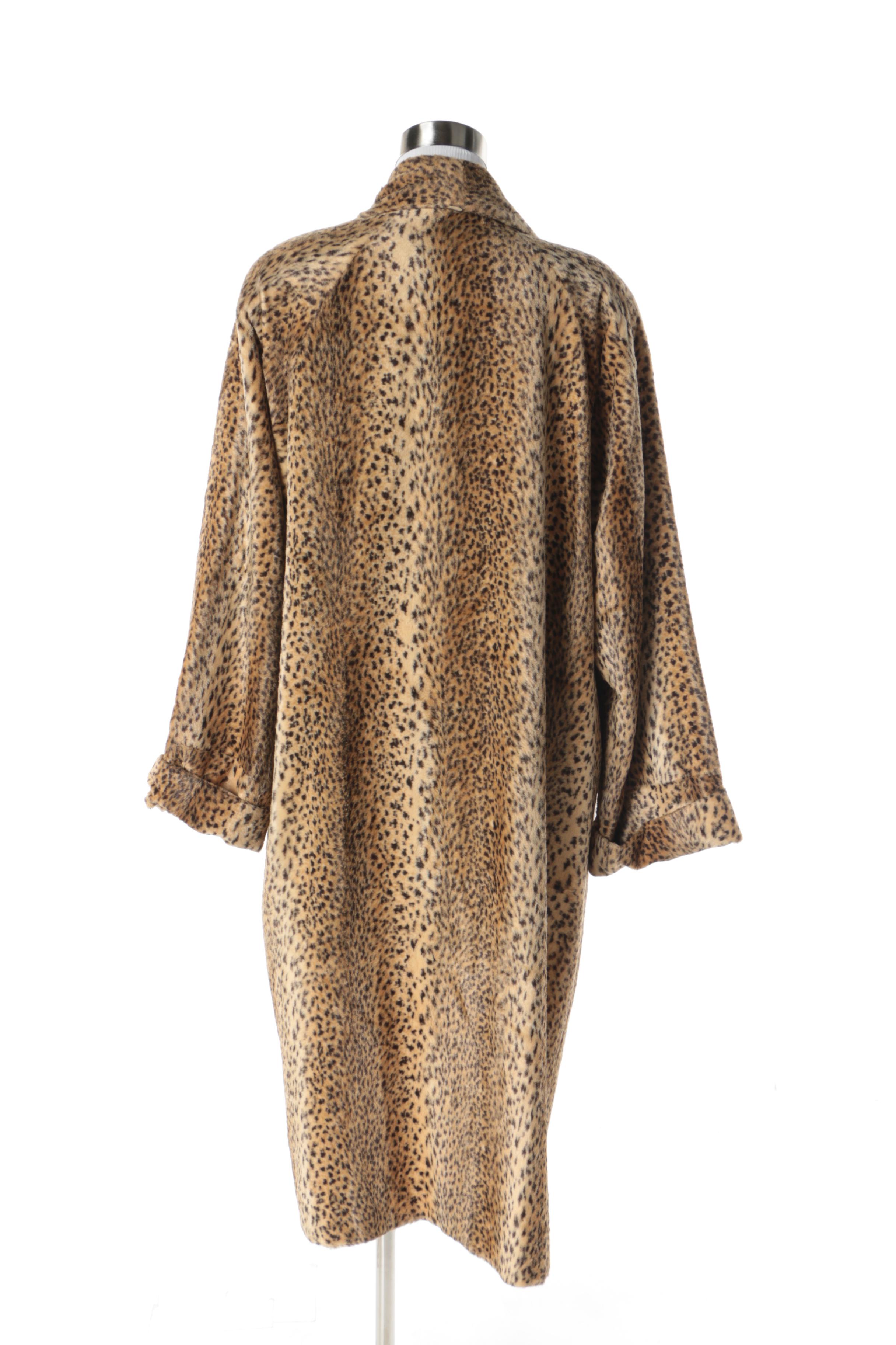 Women's Vintage Limited Express Marilyn Monroe Cheetah Print Faux Fur Coat