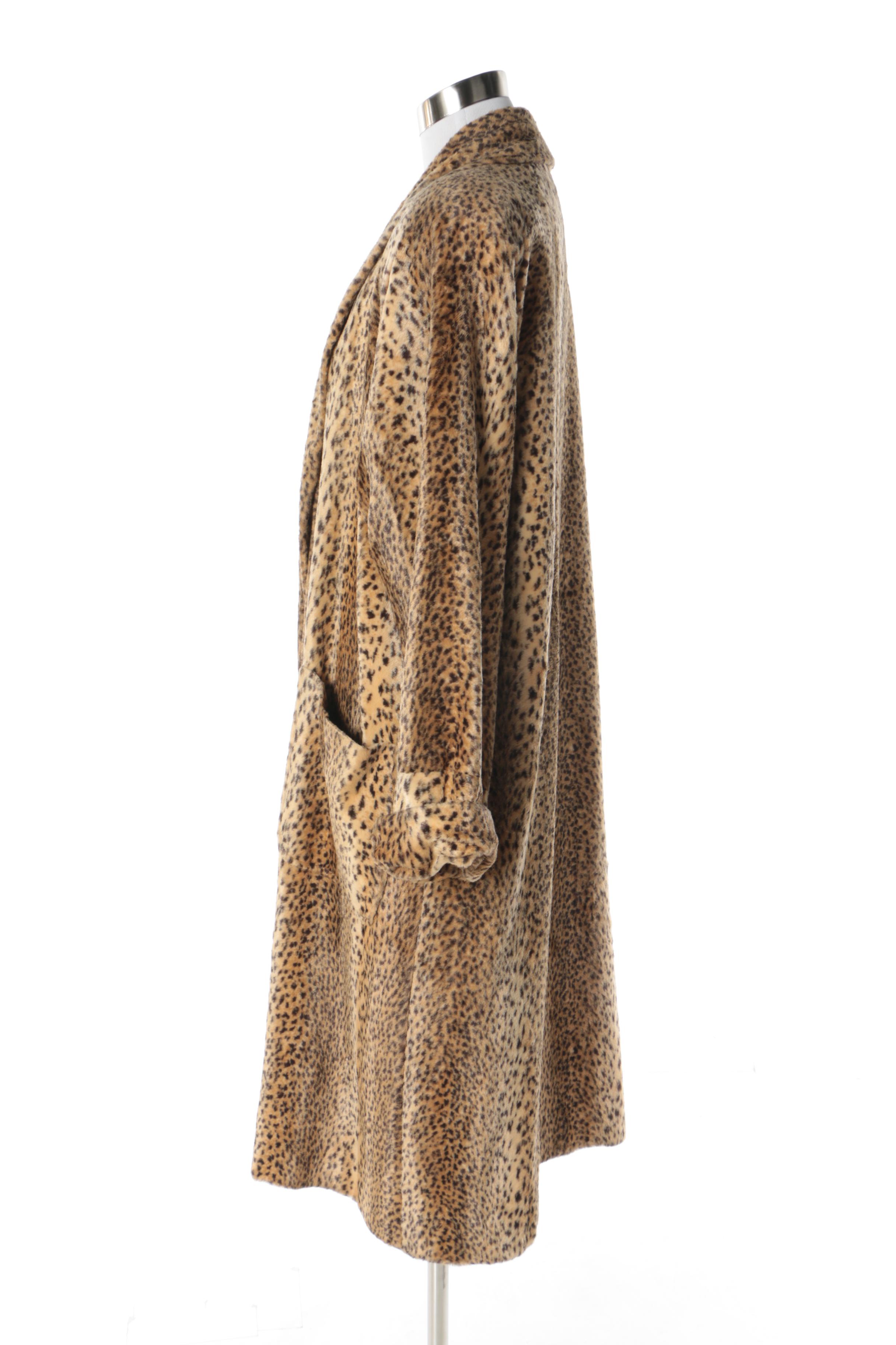 Women's Vintage Limited Express Marilyn Monroe Cheetah Print Faux Fur Coat