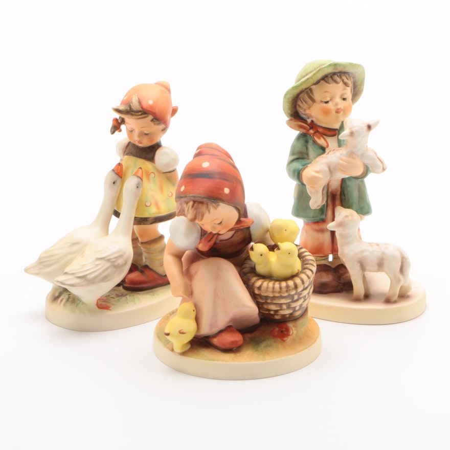 Hummel Figurines Including "Goose Girl", "Chick Girl" and "Shepherd's Boy"