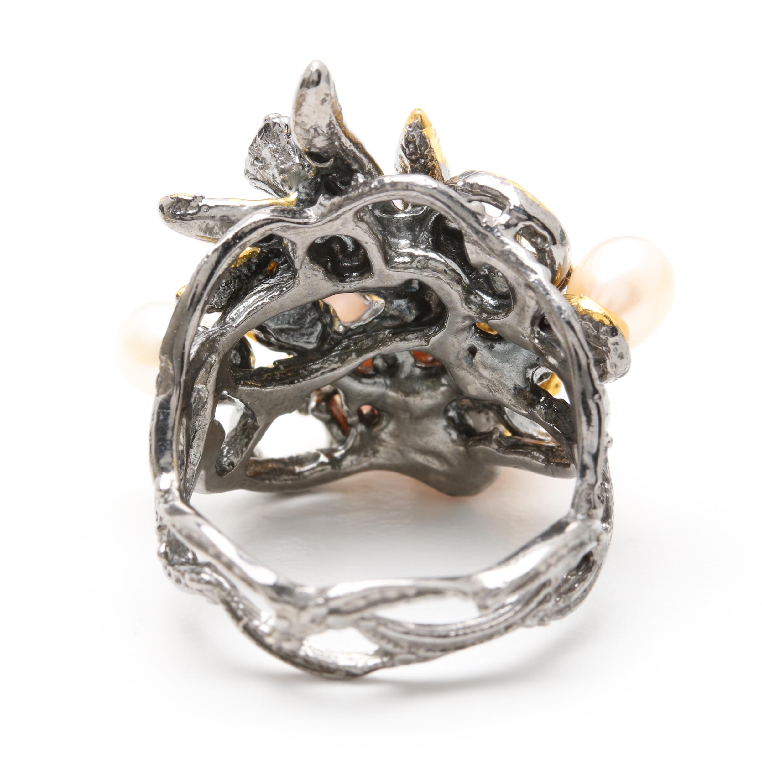 Sterling Silver Cultured Pearl Ring and Earring Set