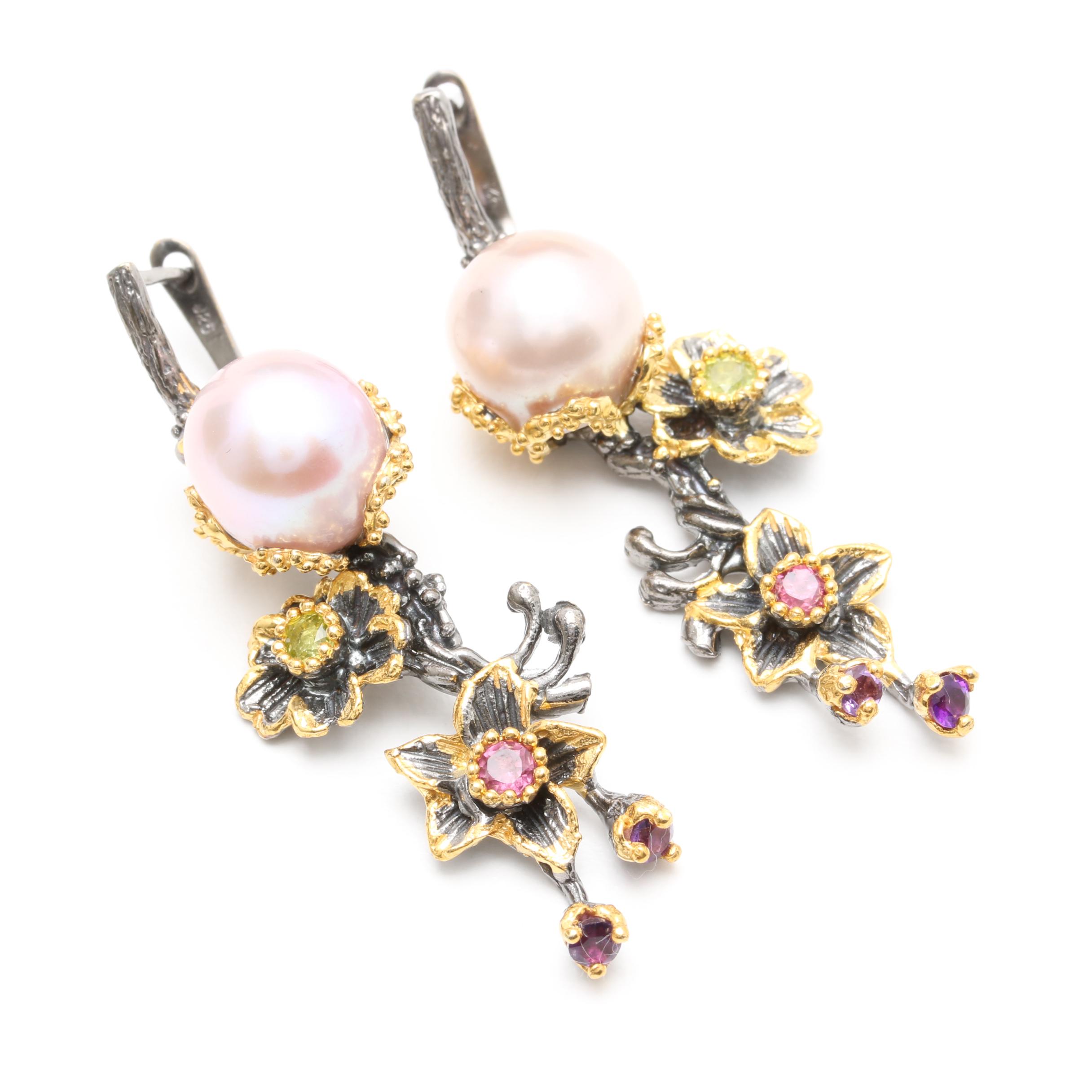 Sterling Silver Cultured Pearl Ring and Earring Set