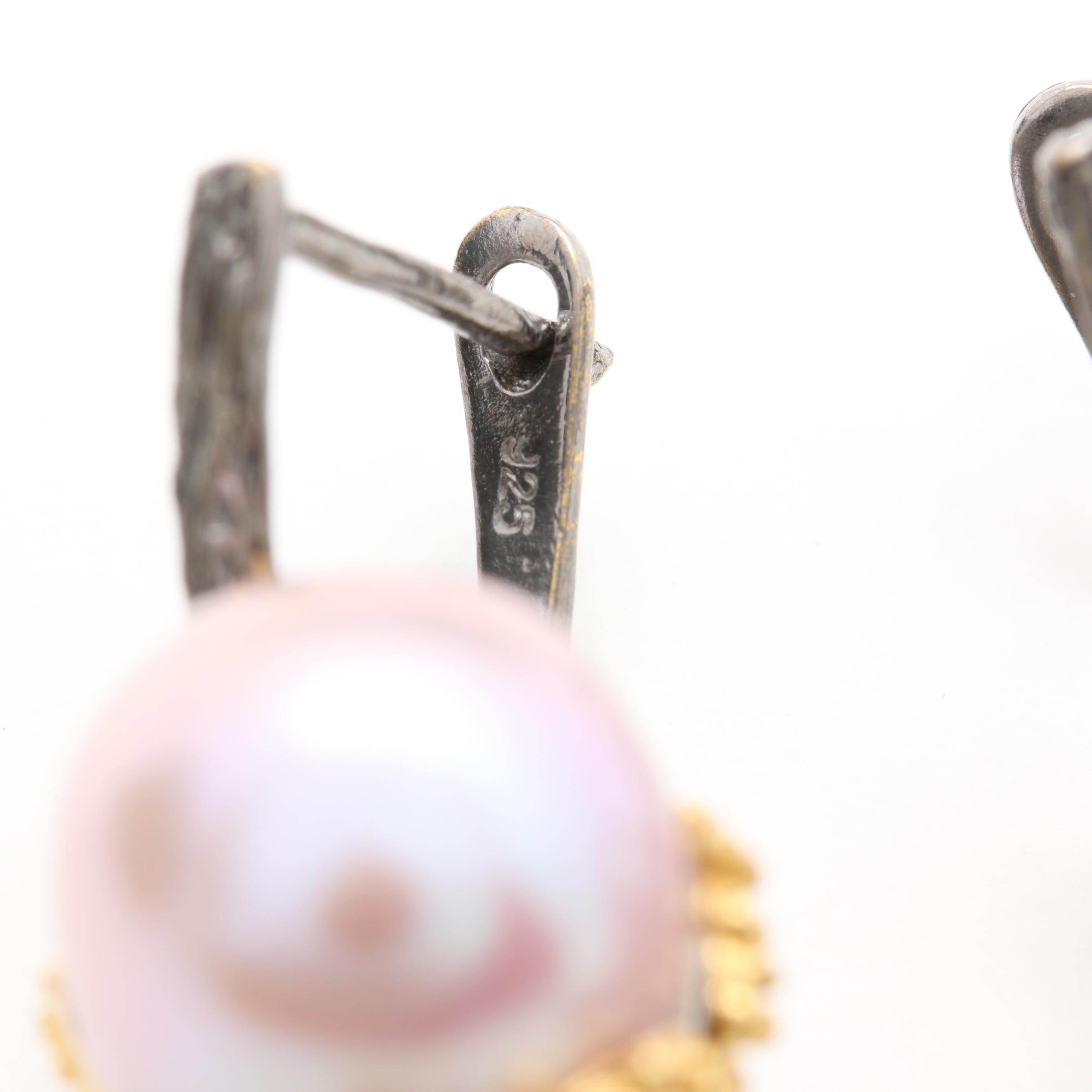 Sterling Silver Cultured Pearl Ring and Earring Set