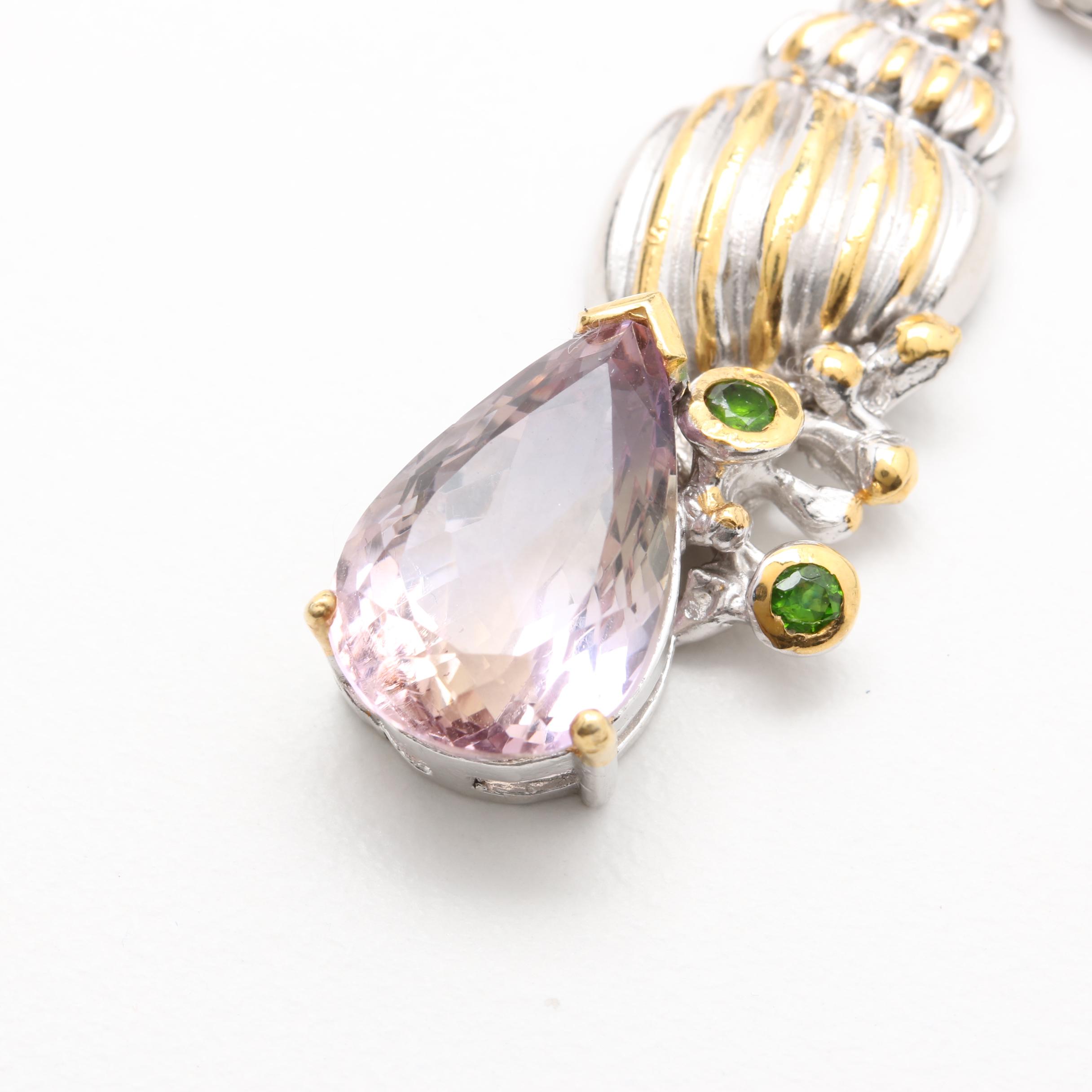 Sterling Silver Shell Motif Ring and Earring Set Featuring Amethyst