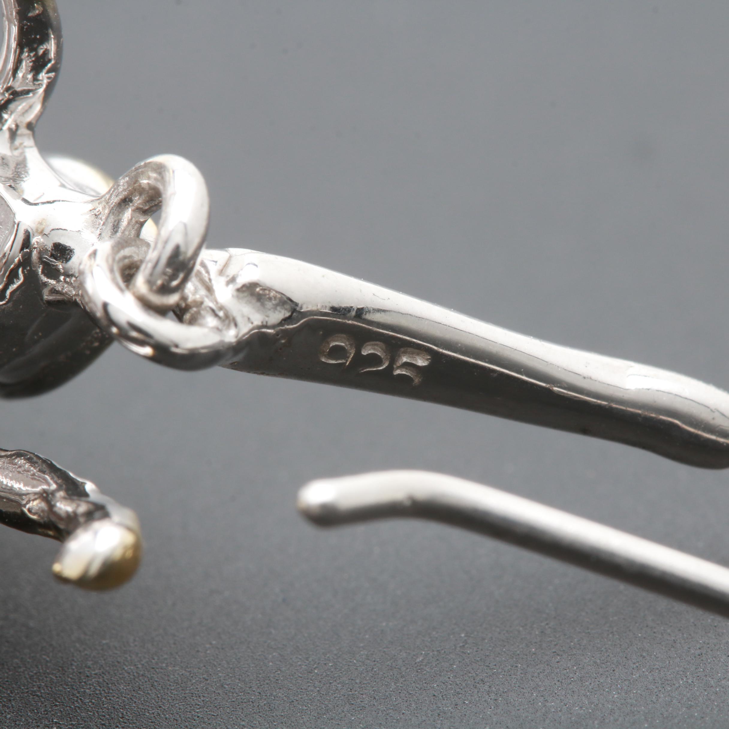 Sterling Silver Multi-Gemstone Earrings With Citrine and Cultured Baroque Pearls