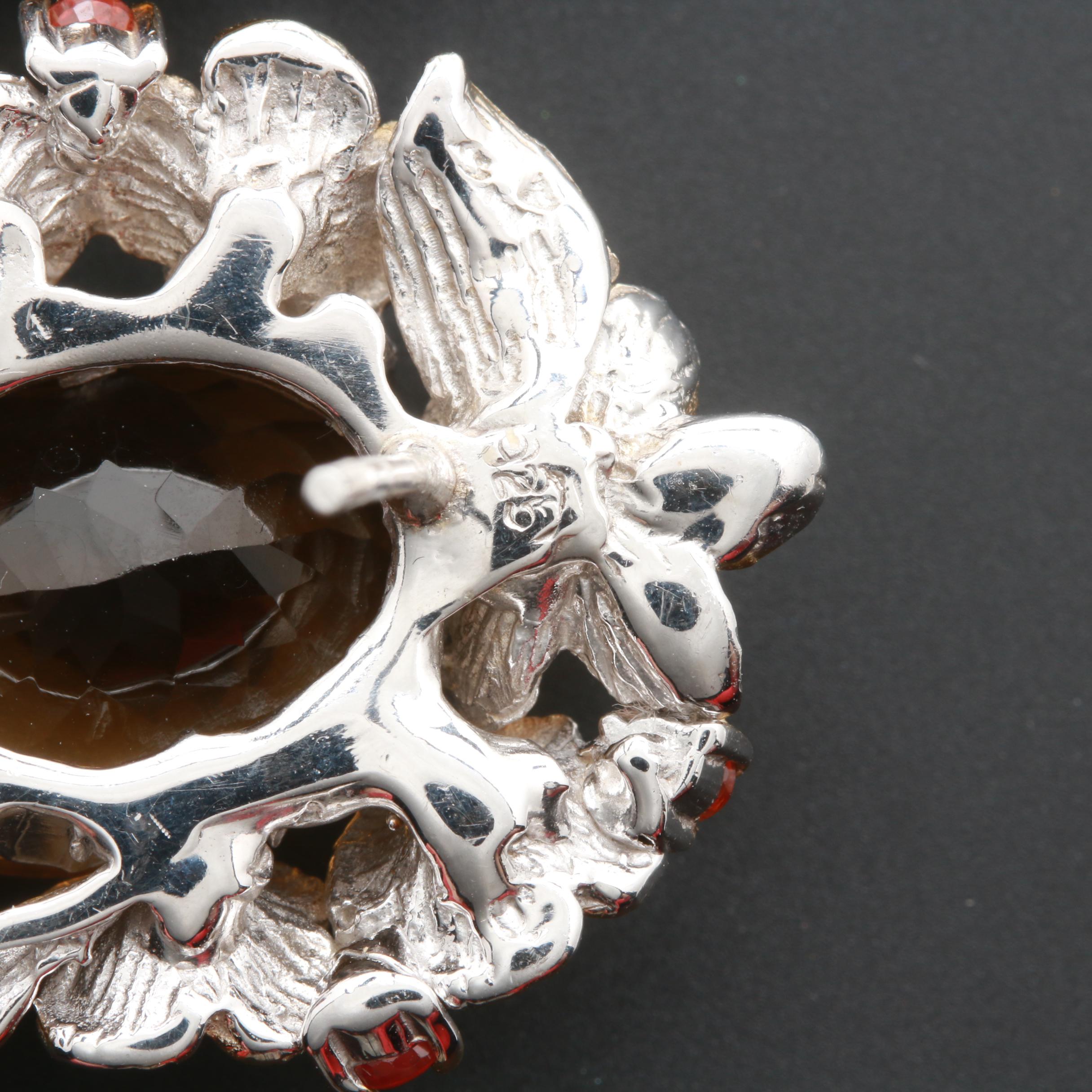 Sterling Silver Multi-Gemstone Earrings With Citrine and Cultured Baroque Pearls