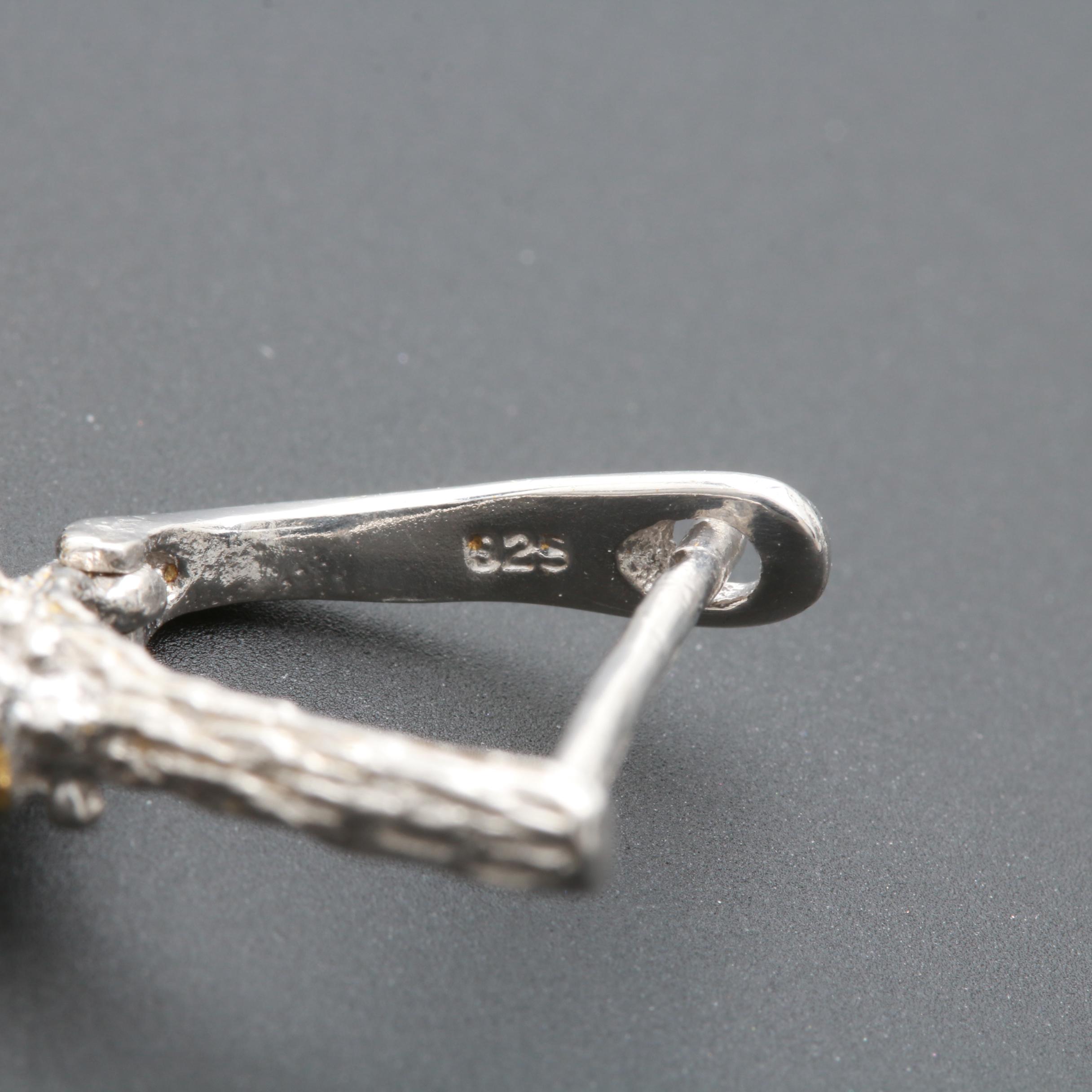 Sterling Silver Cultured Pearl, Garnet and Tanzanite Floral Ring and Earrings