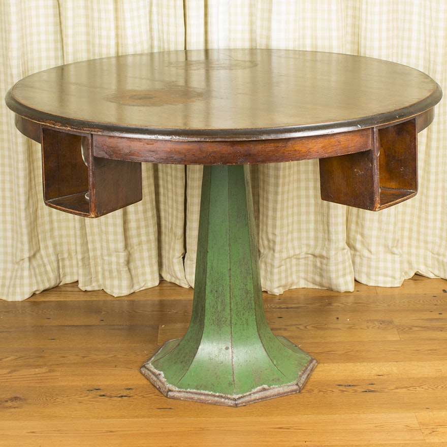 Vintage Tavern or Card Table with Painted Iron Base