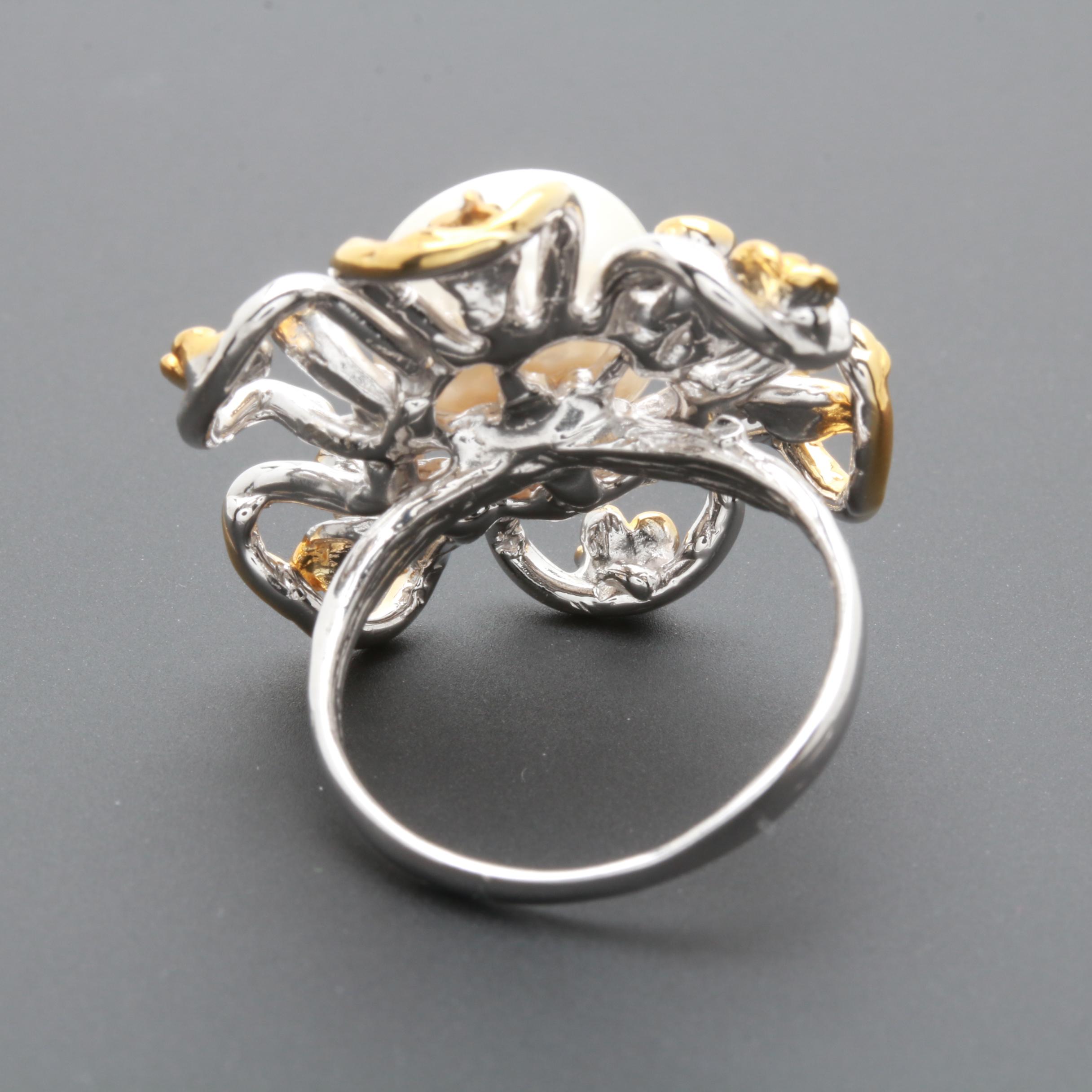 Sterling Silver Cultured Pearl and Green Beryl Jewelry