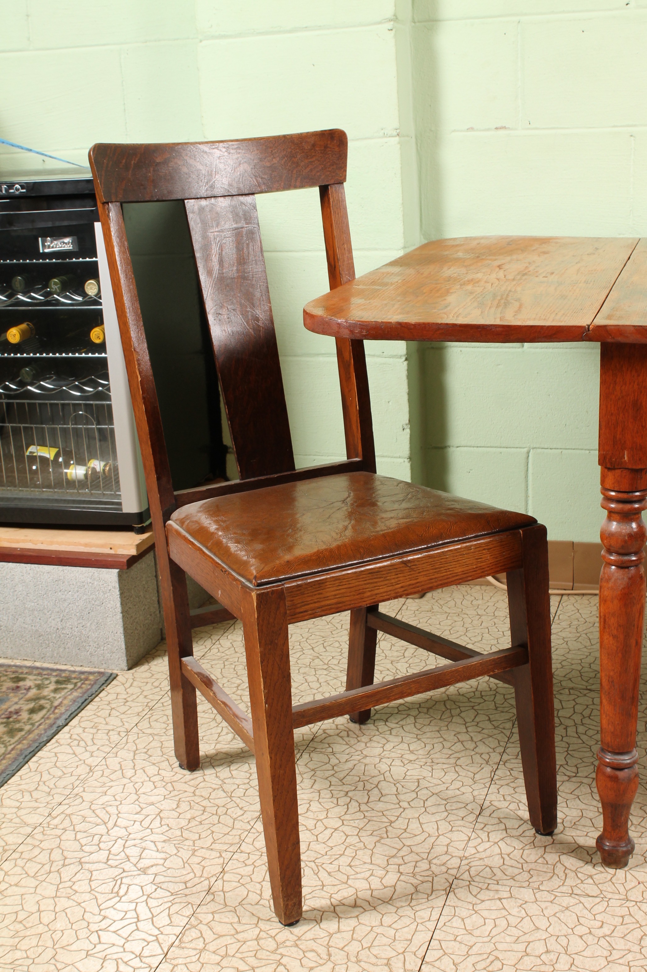 Vintage Pine Dropleaf Table with Oak Side Chairs