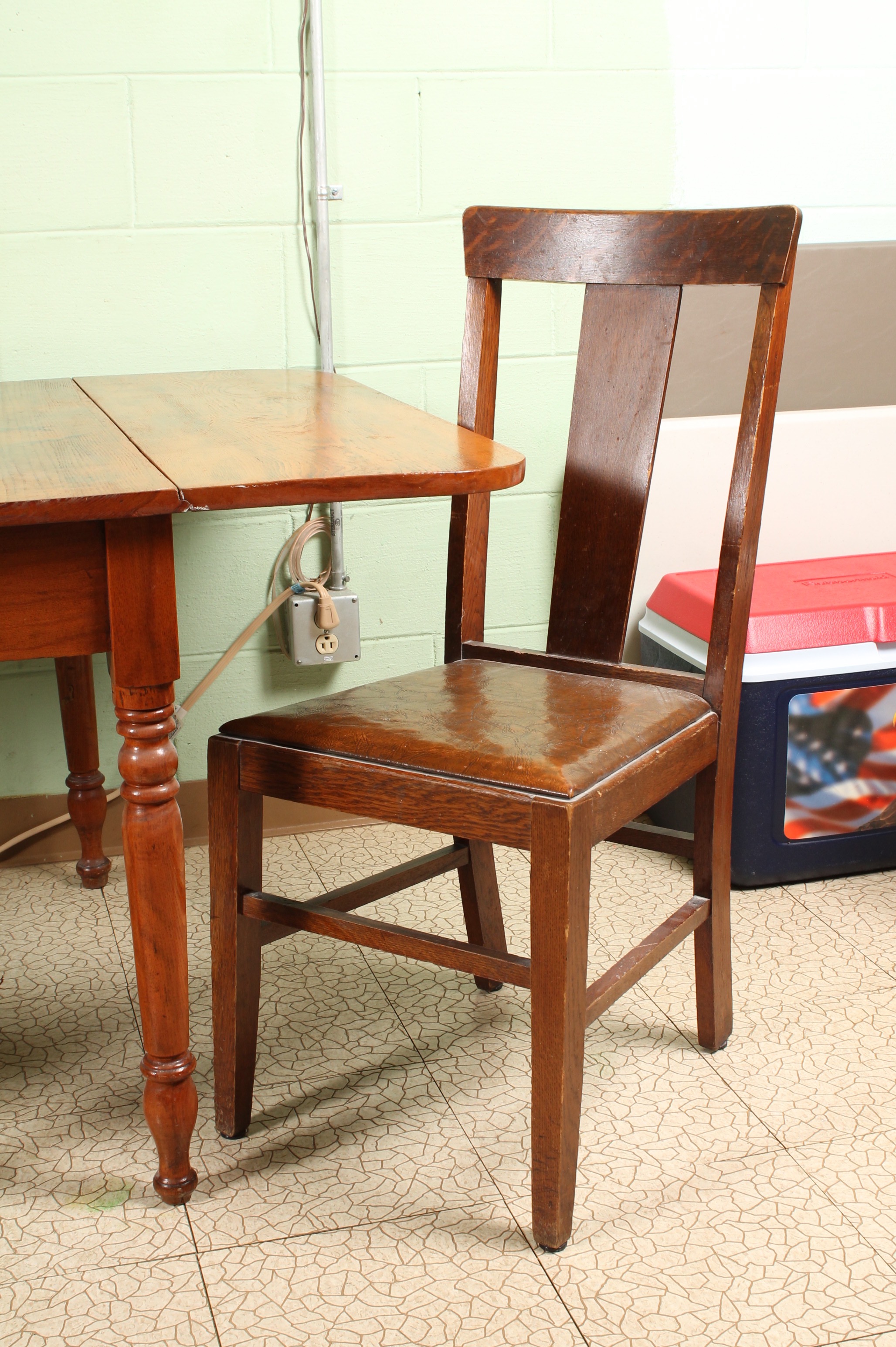 Vintage Pine Dropleaf Table with Oak Side Chairs