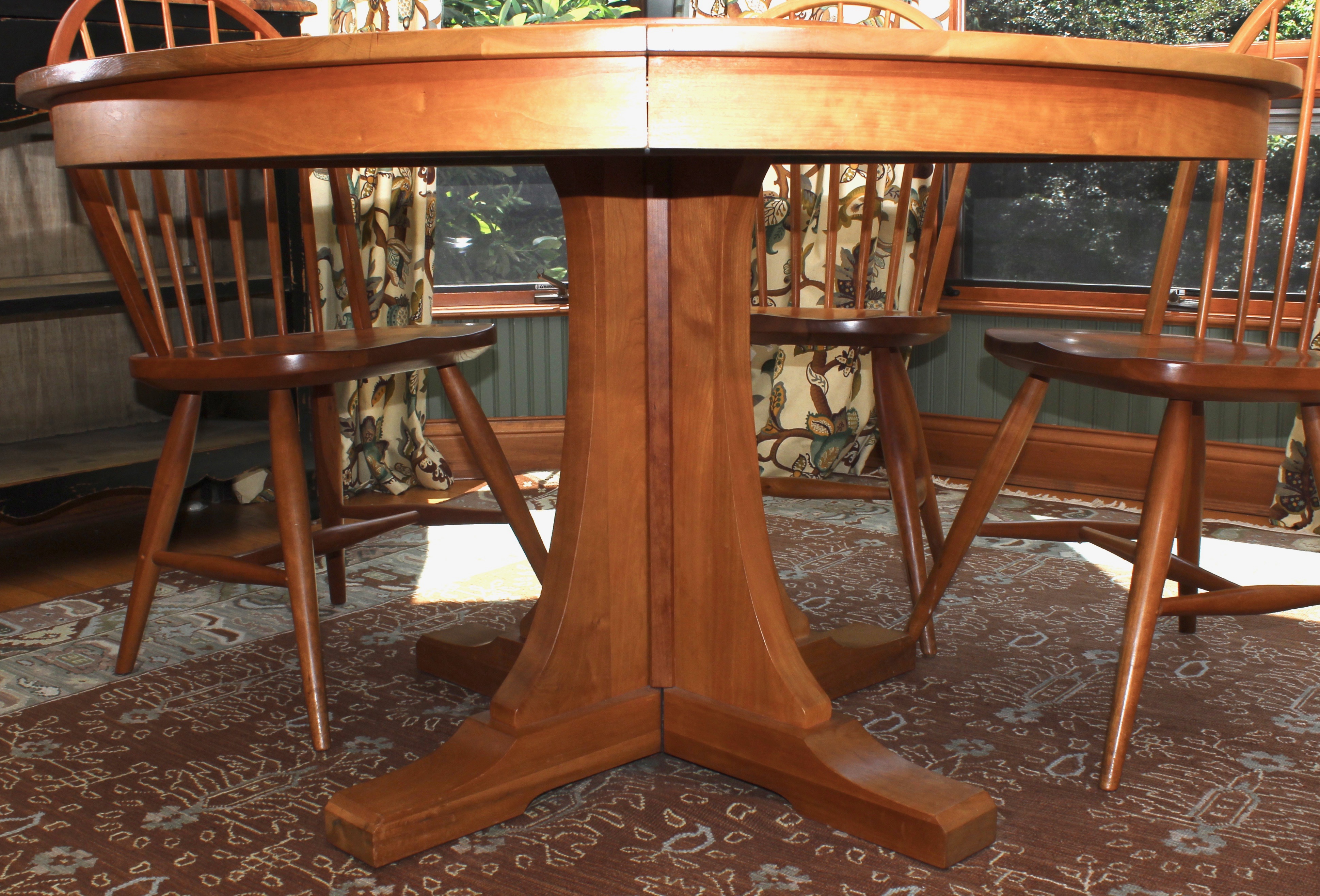 Stickley Round Dining Table with Six Windsor Chairs