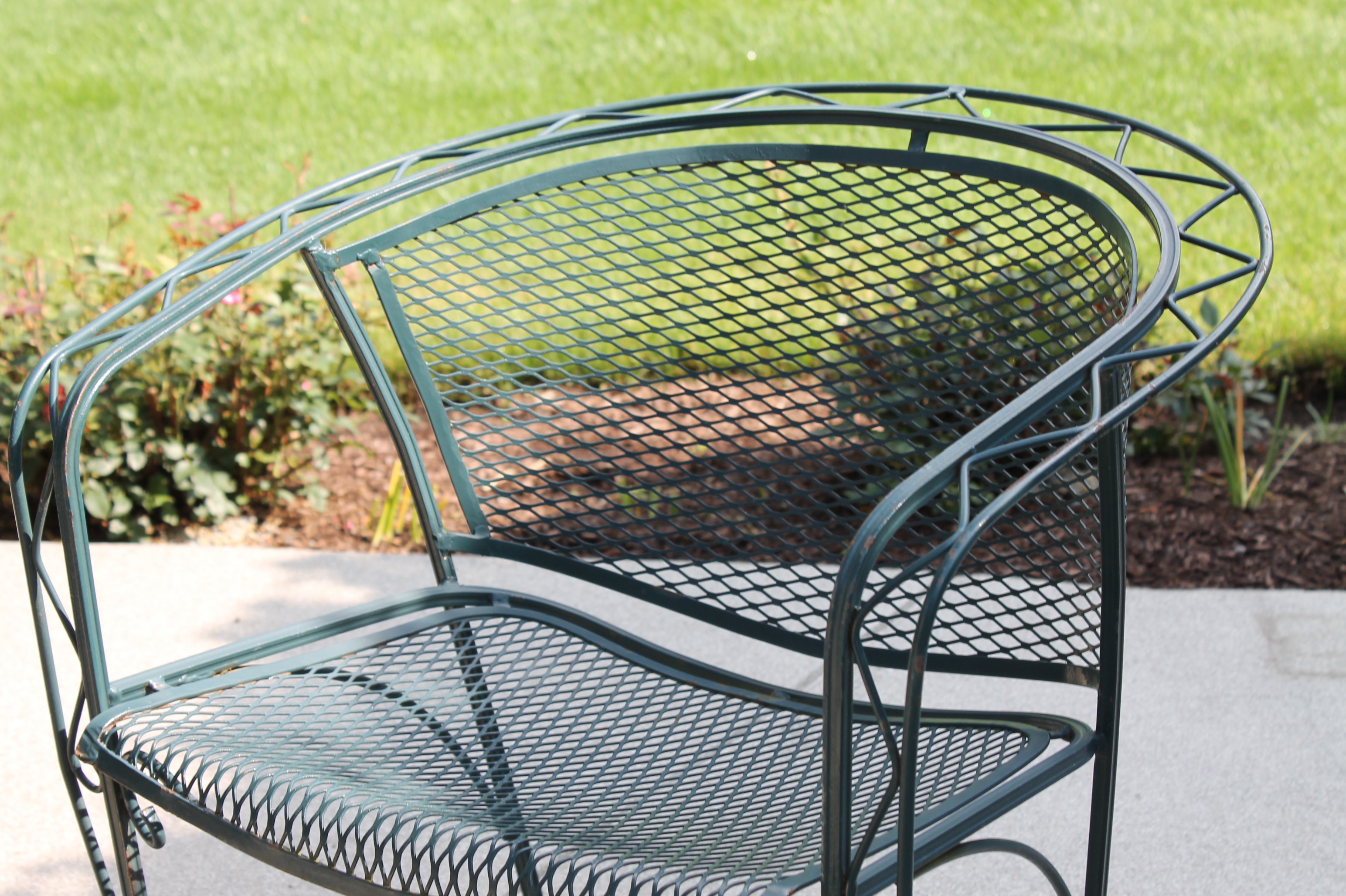 Bent Metal Patio Table and Chairs with Umbrella