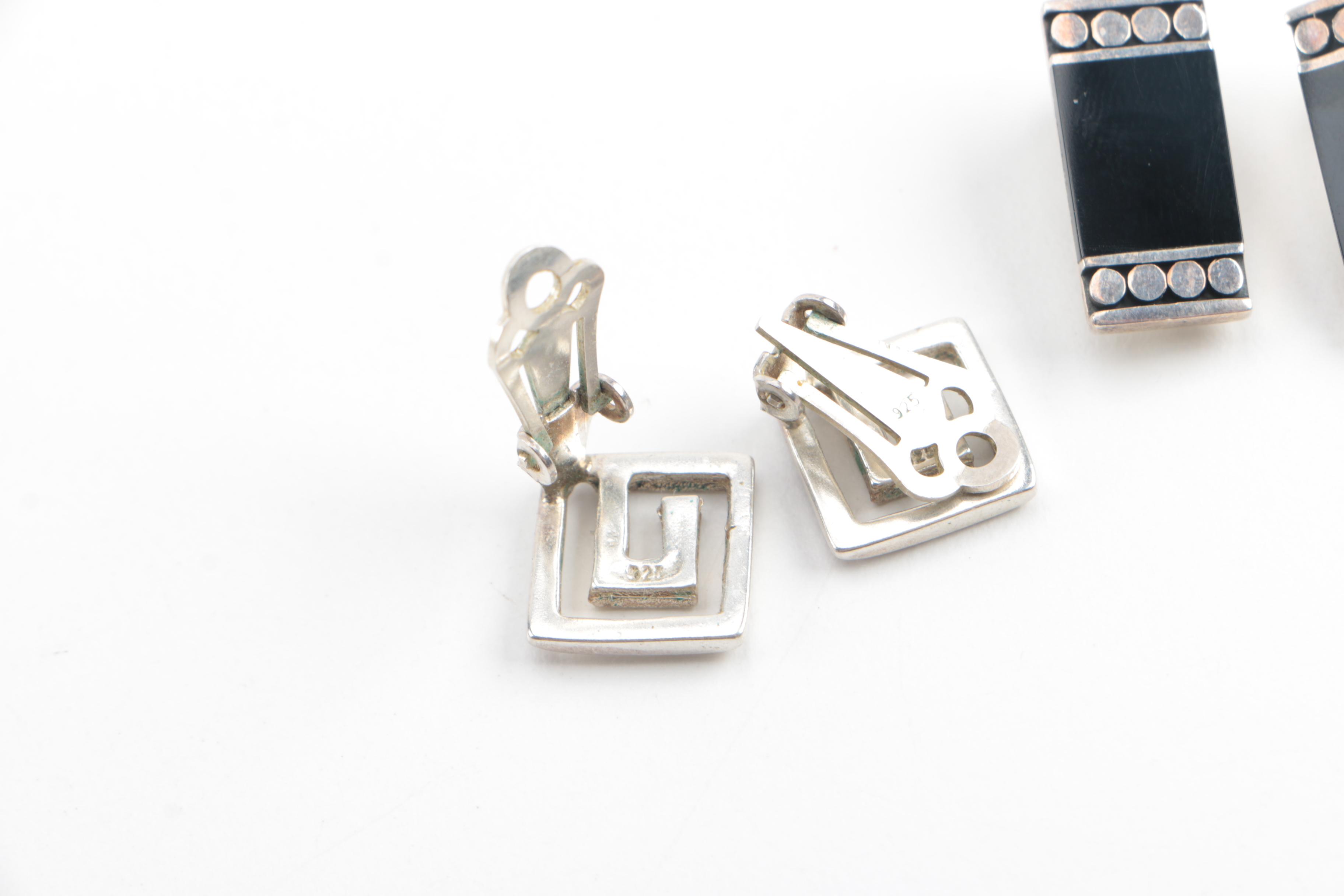 Sterling Silver  Coral, Onyx, and Resin Jewelry Including Stackable Rings