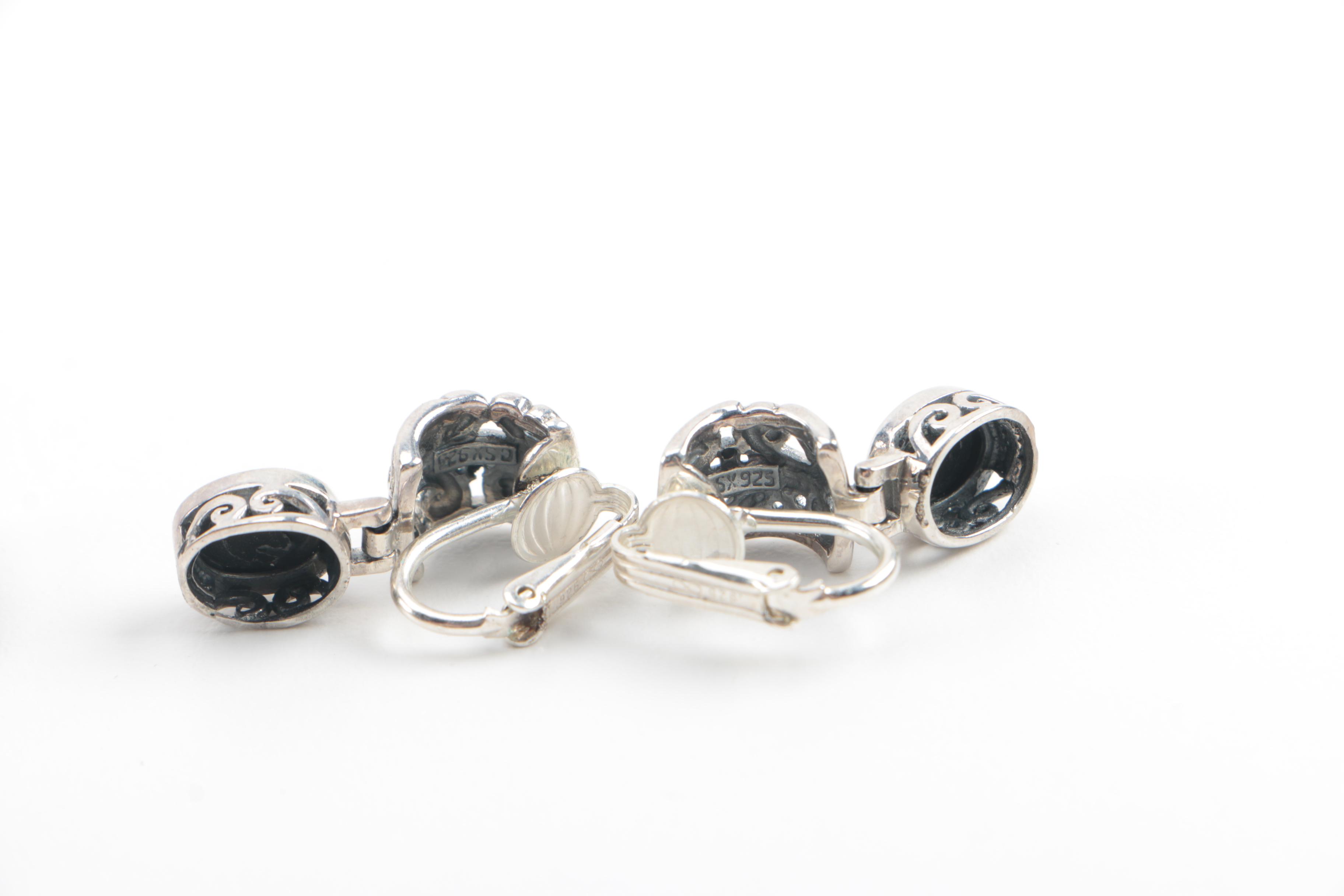 Sterling Silver  Coral, Onyx, and Resin Jewelry Including Stackable Rings