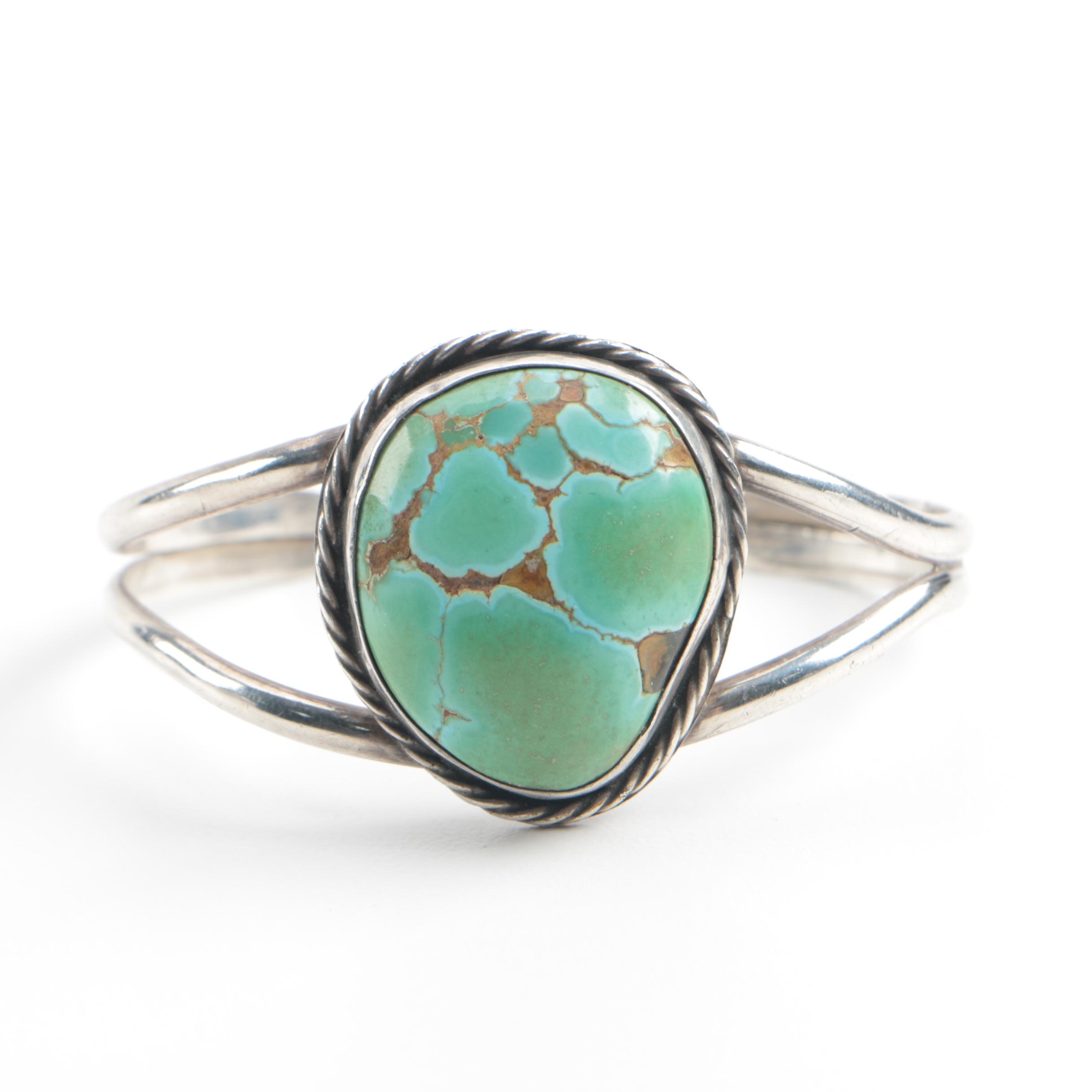 Southwest Style Sterling Silver Turquoise Cuff Bracelet