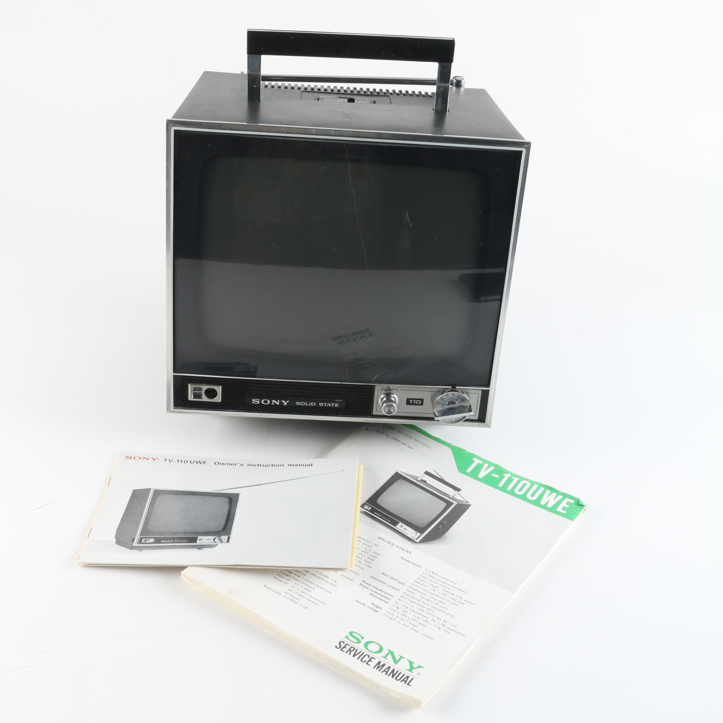 Sony TV-110UWE Portable Antenna Television with Owner's Manual