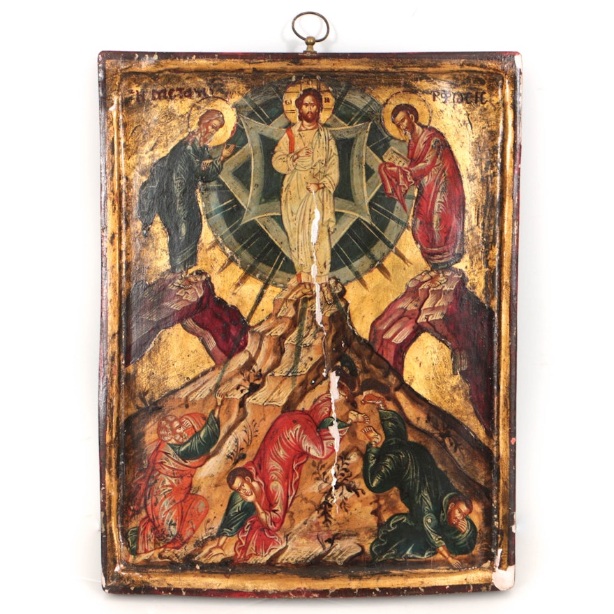 Antique Eastern Orthodox Icon of the Transfiguration
