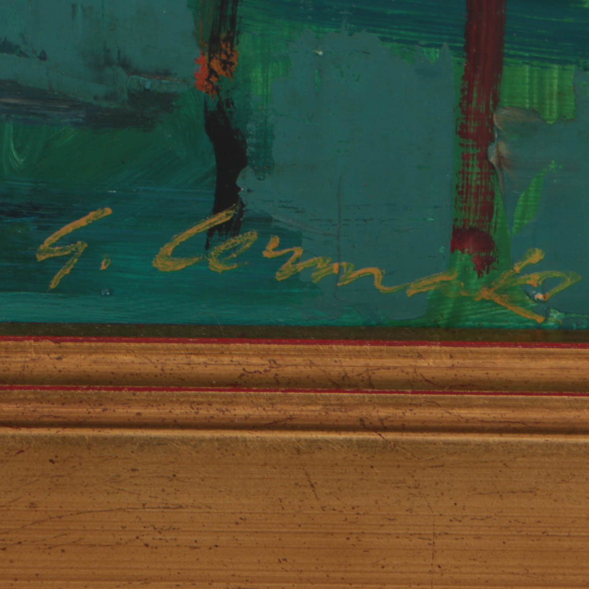 George Cermak Oil Painting on Board of Dock Scene