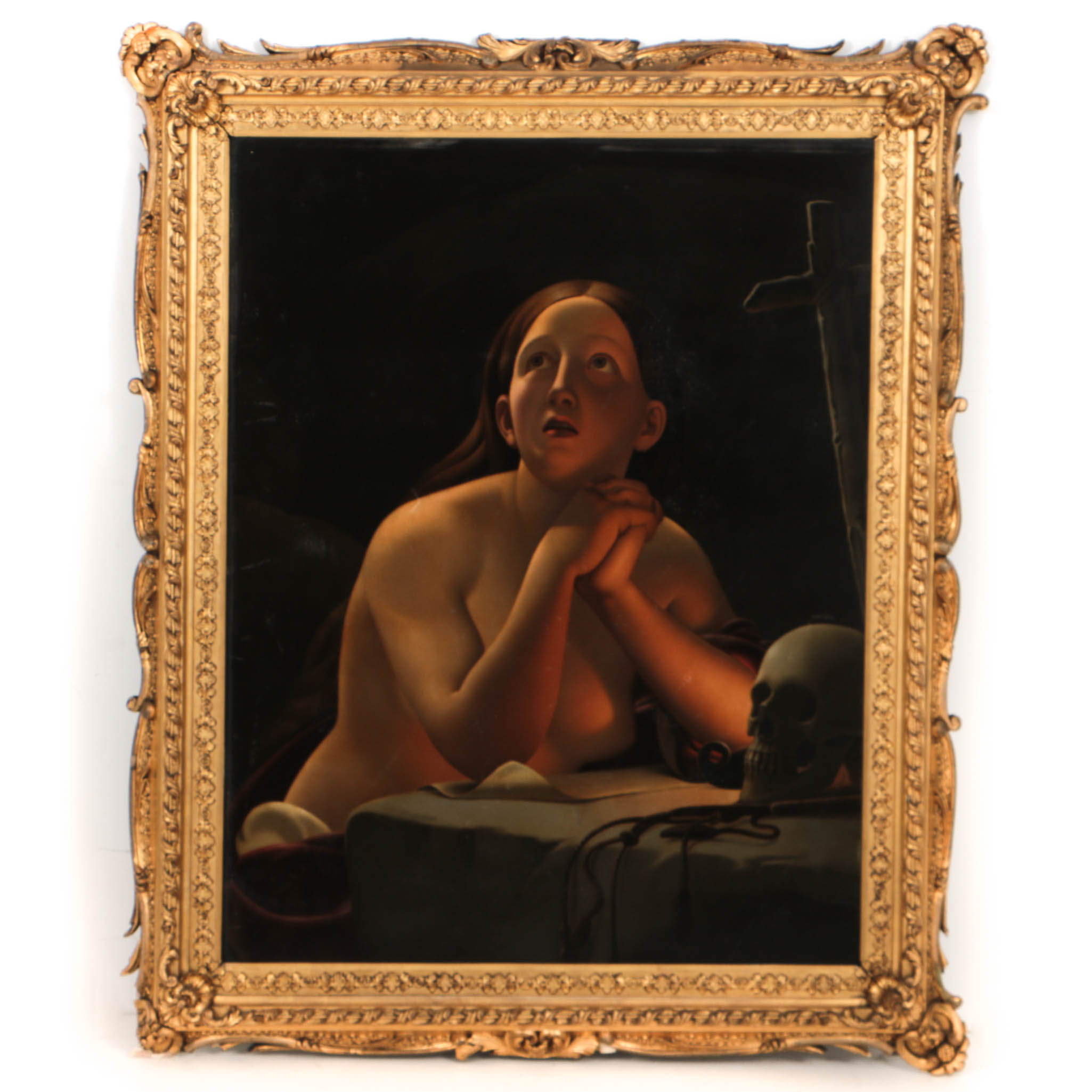 Antique Copy Oil Painting on Tin After Jan Tysiewicz's "The Penitent Magdalene"