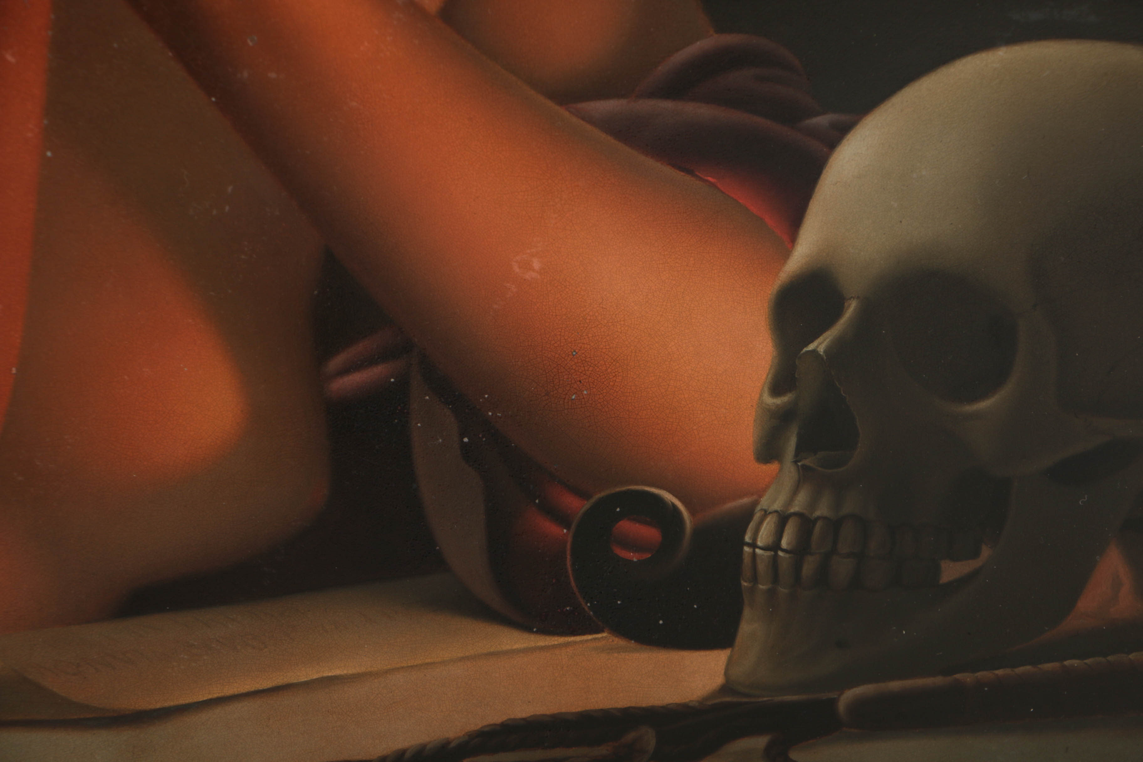 Antique Copy Oil Painting on Tin After Jan Tysiewicz's "The Penitent Magdalene"