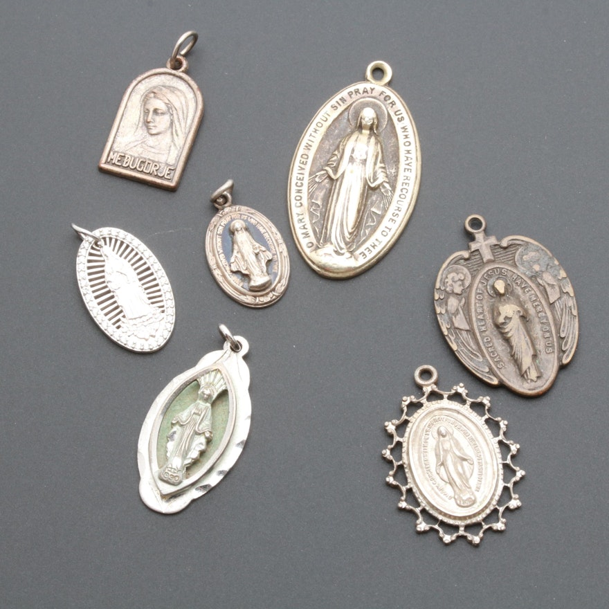 Sterling Silver and Base Metal Mother Mary Pendants