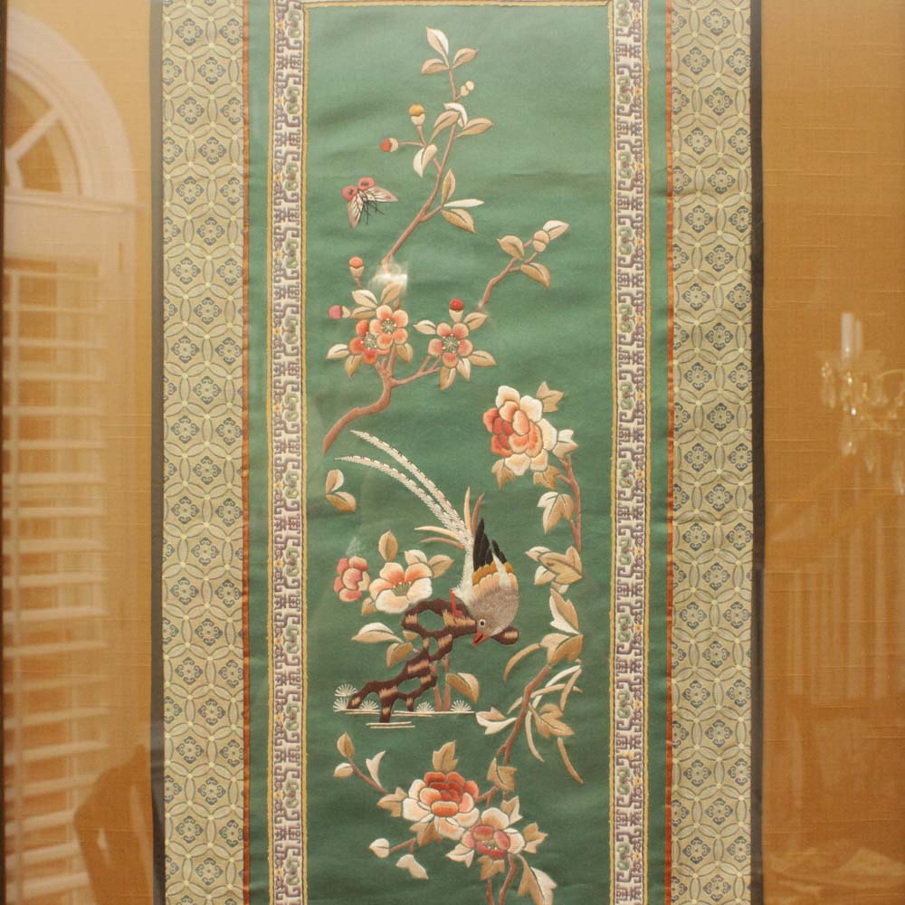 Pair of Framed Chinese Silk Embroidery Panels
