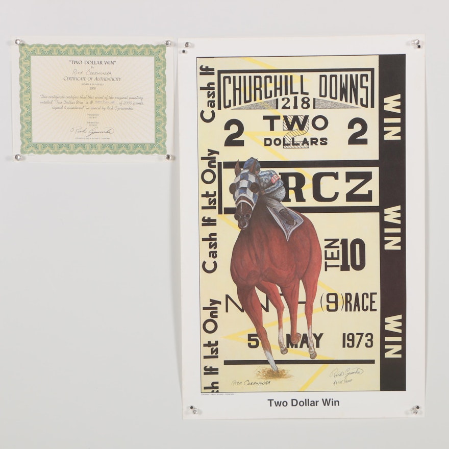 Richard Czerwonka 1983 Artist Proof Offset Lithograph "Two Dollar Win"
