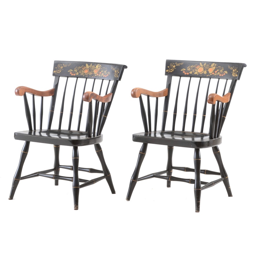 Pair of Nichols and Stone Stenciled Arm Chairs